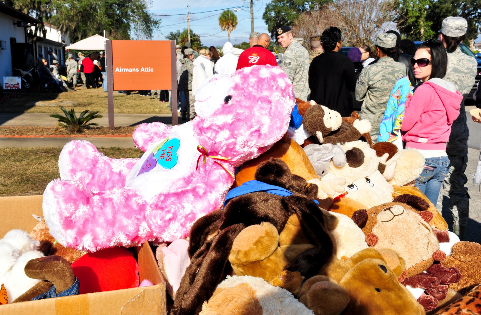 Families began lining up as early as 4 a.m. outside the Airman’s Attic for the 8th annual toy distribution Nov. 30.  More than 4,000 toys were donated for the event, helping more than 200 families in the Eglin community. (U.S. Air Force photo/Sachel Seabrook)