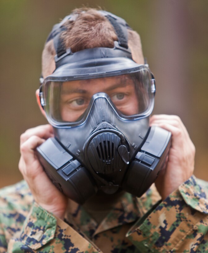 26 MEU Marines conducted thieir annual chemical, biological, radiological and nuclear defense qualification, which familiarizes the Marine with the M-50 gas mask and how to operate it in case of a chemical attack.