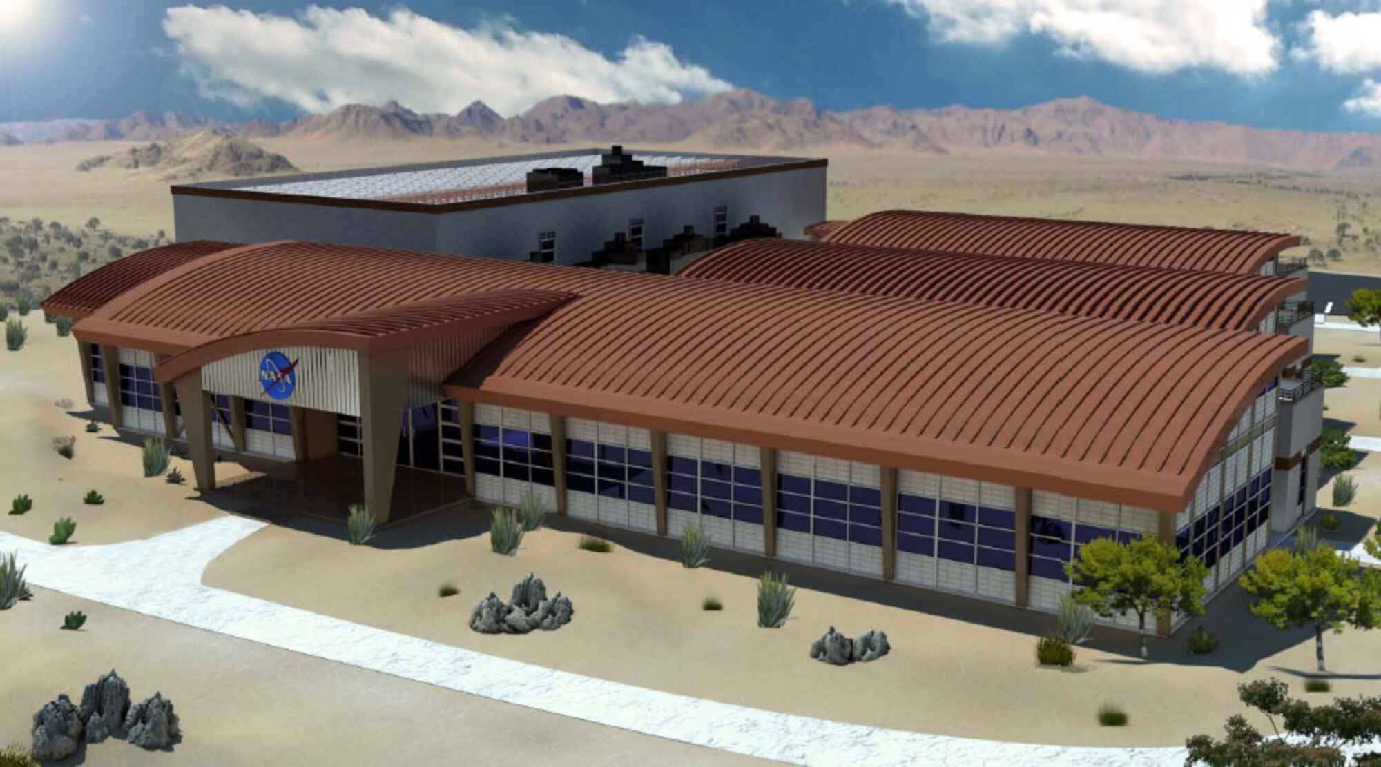 This artist's concept depicts the new Facilities Support Center that will be built at NASA's Dryden Flight Research Center at Edwards. (NASA graphic)