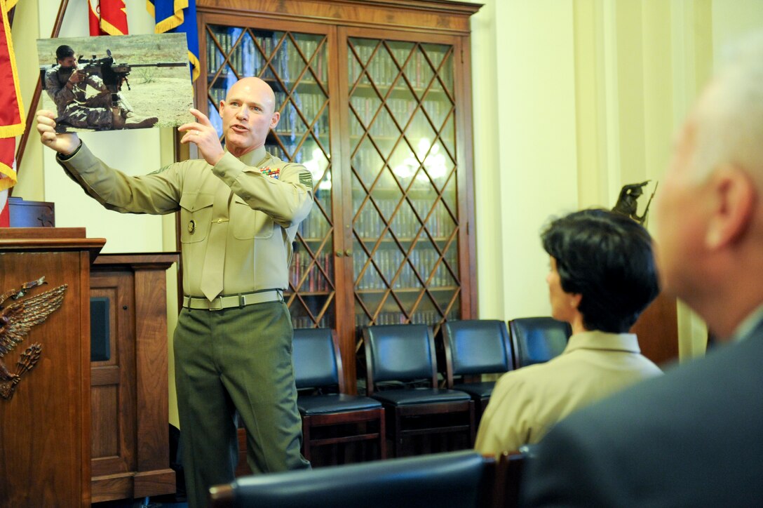 Sgt. Maj. Micheal P. Barrett, the 17th Sergeant Major of the Marine Corps, attends the Congessional Breakfast in the Cannon Office Building, Washington D.C., Dec. 6, 2011.