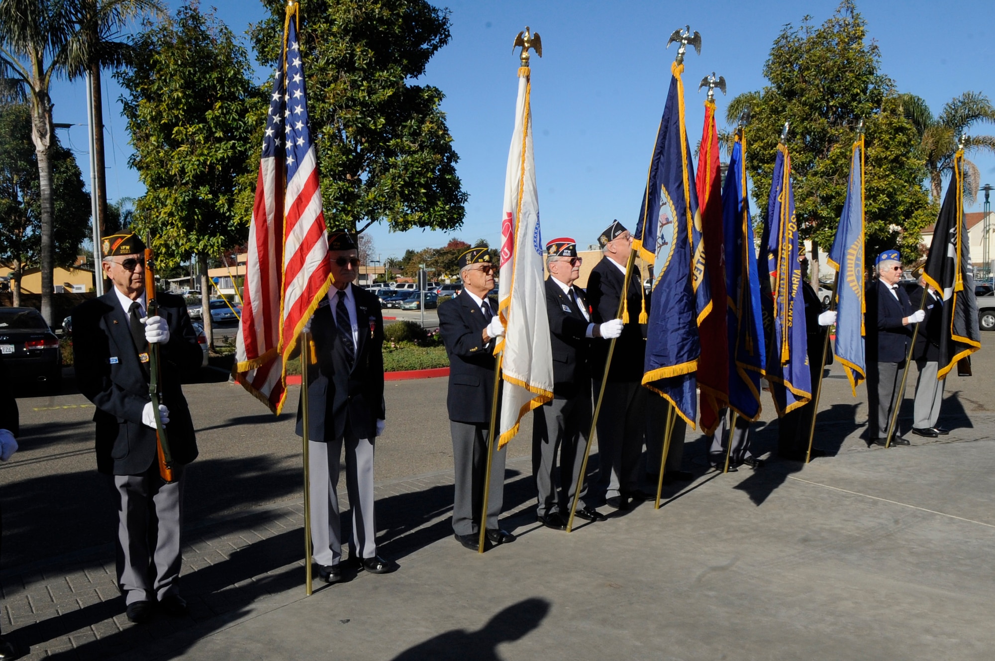 VANDENBERG AIR FORCE BASE, Calif.- The Santa Maria Valley Veterans Honor Guard attends a ceremony honoring Santa Maria’s 97 fallen heroes held at the Freedom Monument Veterans Memorial at the Abel Maldonado Community Youth Center in Santa Maria, Dec. 7, 2011. (U.S. Air Force photo/ Tech. Sgt. Scottie T. McCord)