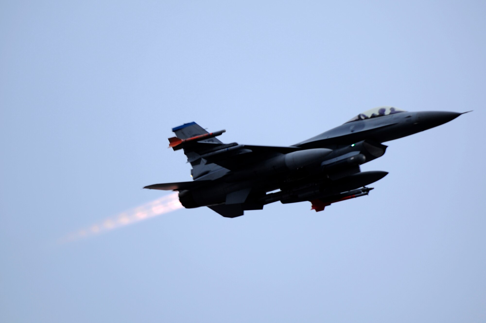 MISAWA AIR BASE, Japan - An F-16 Fighting Falcon from the 35th Fighter Squadron out of Kunsan Air Base, Korea takes off to participate as an aggressor during an operational readiness inspection here Dec. 7. Misawa is in the phase II portion of their ORI as they are evaluated on their ability to survive and operate in a wartime environment. (U.S. Air Force photo/Tech. Sgt. Marie Brown)