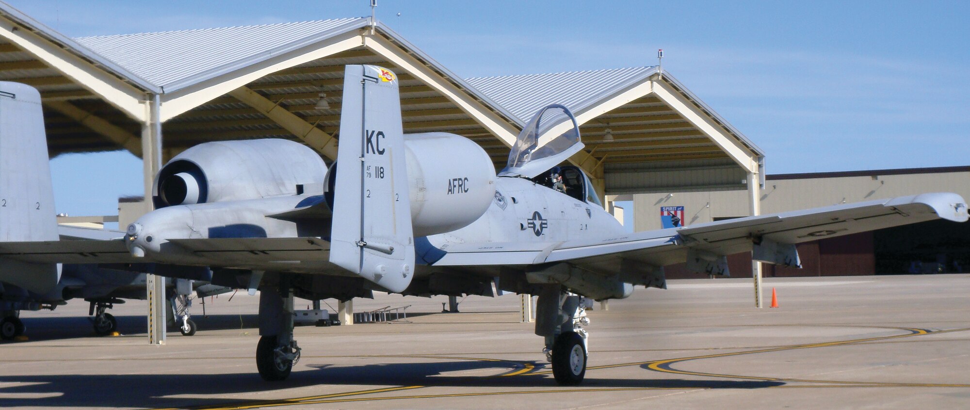 An A-10 Thunderbolt II aircraft assigned to the 442nd Fighter Wing, Whiteman Air Force Base, Mo., taxis to the runway, Oct. 24, for its first takeoff since June when it landed with its gear up. The 442nd Maintenance Group is responsible for the quick repair of the aircraft making it safe for flight in less than four months. The 442nd Fighter Wing is an Air Force Reserve unit. (U.S. Air Force photo/Master Sgt. James Kirksey)