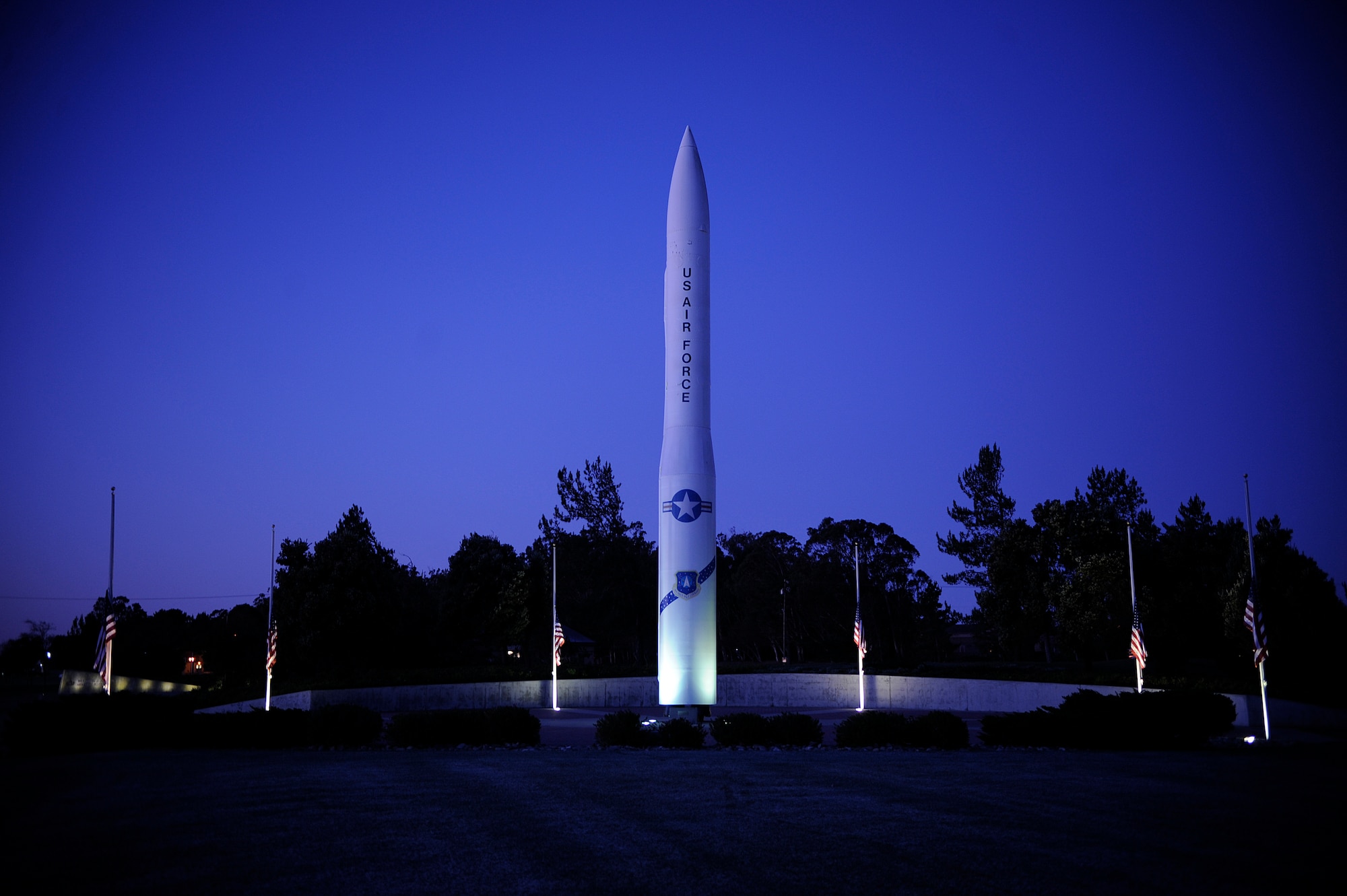 VANDENBERG AIR FORCE BASE, Calif. --  U.S. flags are flown at half staff at Missile V here in honor of the 70th Anniversary of the attack at Pearl Harbor Wednesday, Dec. 7, 2011. The attacks caused the U.S. to enter into World War II.  (U.S. Air Force photo/Staff Sgt. Andrew Satran) 

   

 
 

 