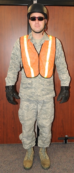 There are significant changes in the requirements for operating a motorcycle on base. The 4 SFS urges all motorcycle riders to read SJAFBI 31-218, paragraphs 4.2.3. through 4.2.3.4.5. to view changes applicable to motorcycle riders. This photo is an example of correct motorcycle personal protective equipment.(4th Fighter Wing Public Affairs courtesy photo)