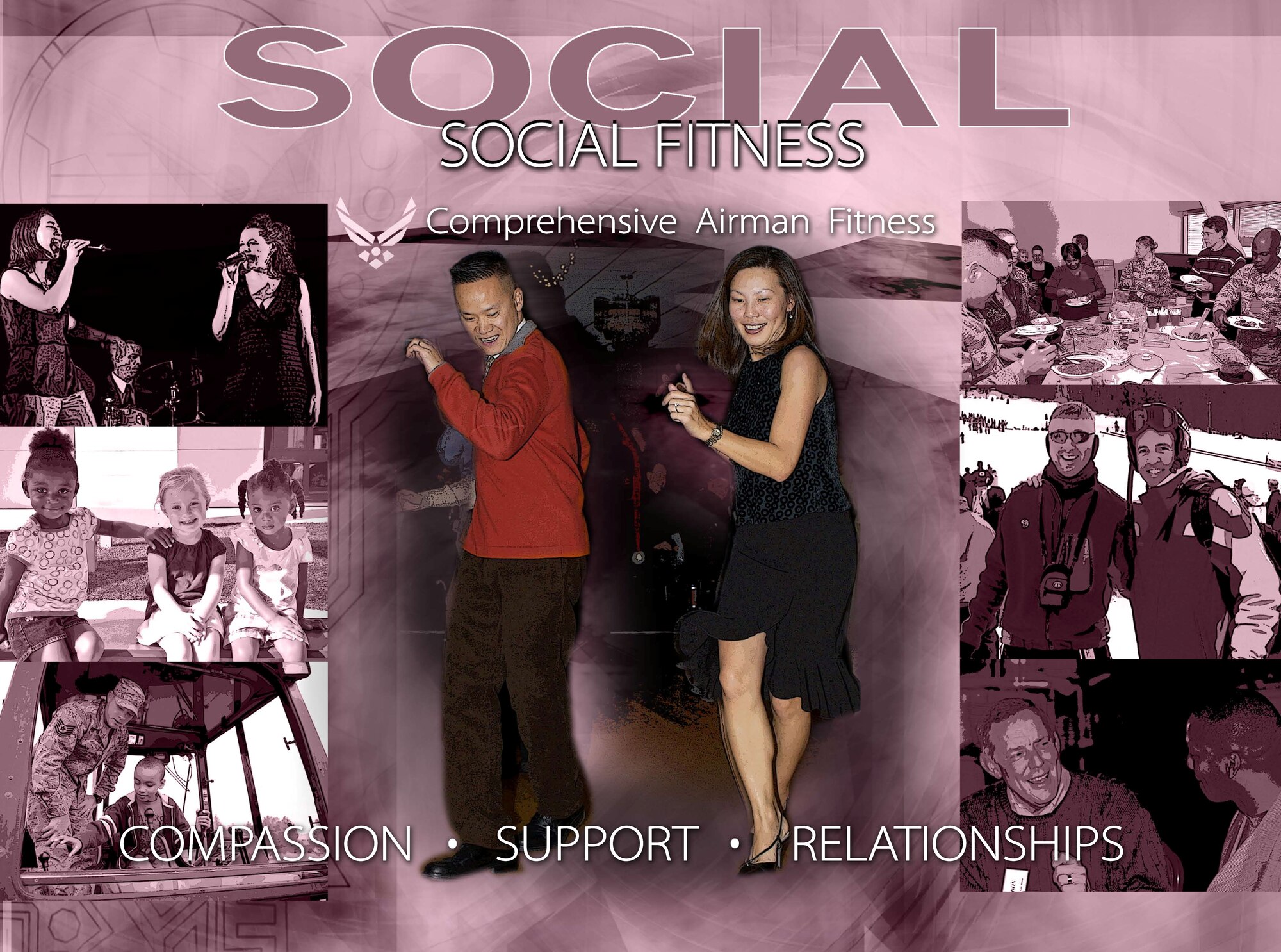Air Force Space Command Comprehensive Airman Fitness social physical fitness poster. (U.S. Air Force graphic by Tamara Wright) 