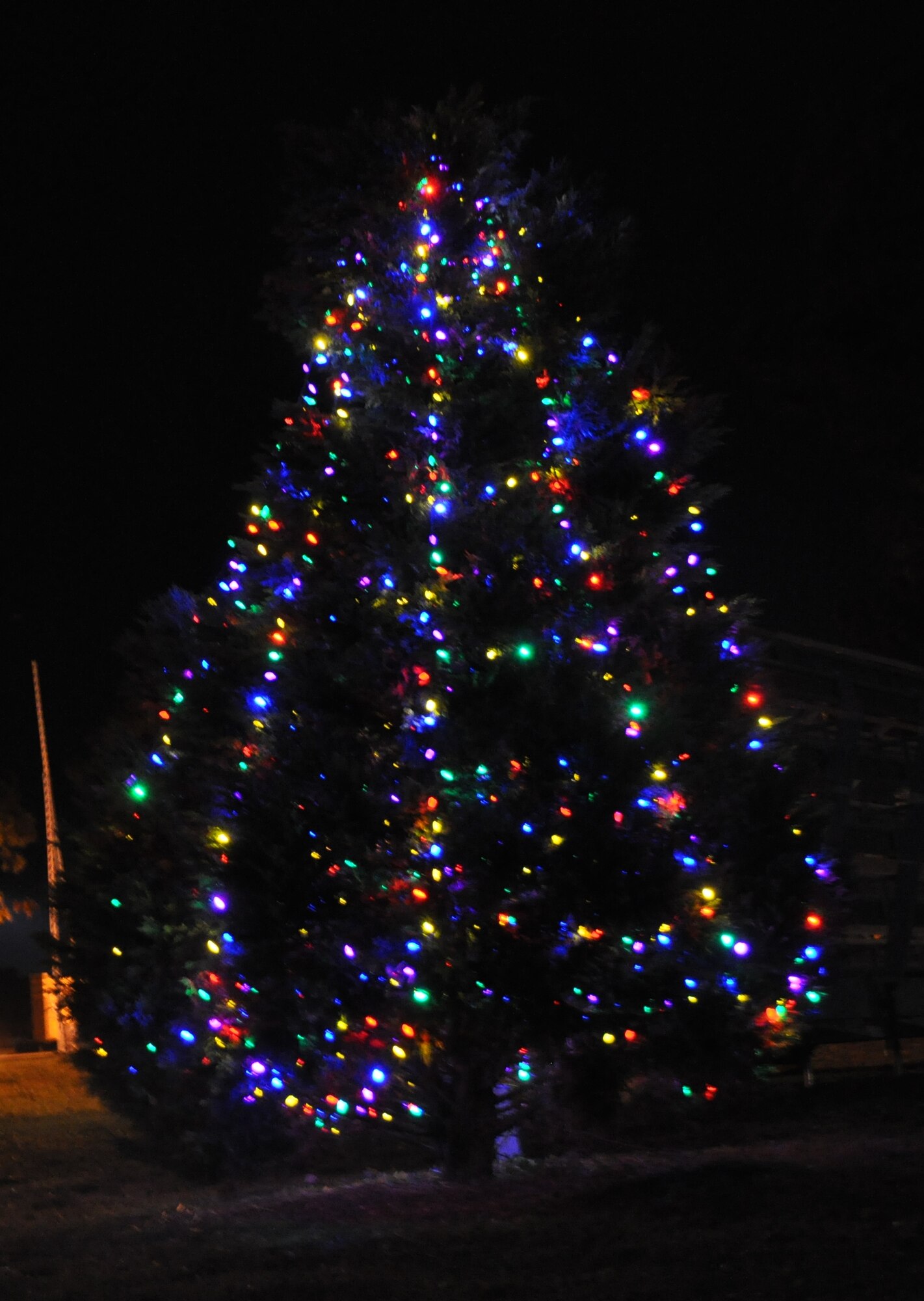 Tyndall kicks off their holiday season with the 25th Annual Tree Lighting ceremony in Flag Park Dec. 1. (U.S. Air Force Photo by Airman 1st Class Christopher Reel)
