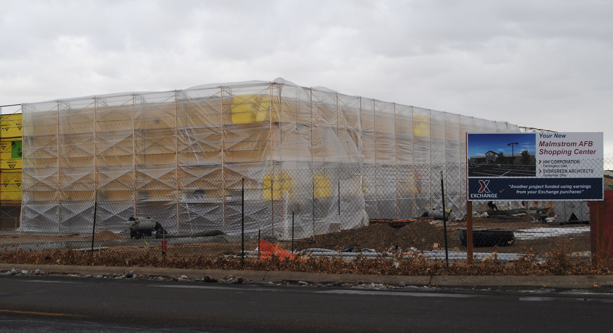 Brick work is beginnign now on Malmstrom's new Exchange with interior work set start as well. (U.S. Air Force photo/Airman Cortney Paxton)