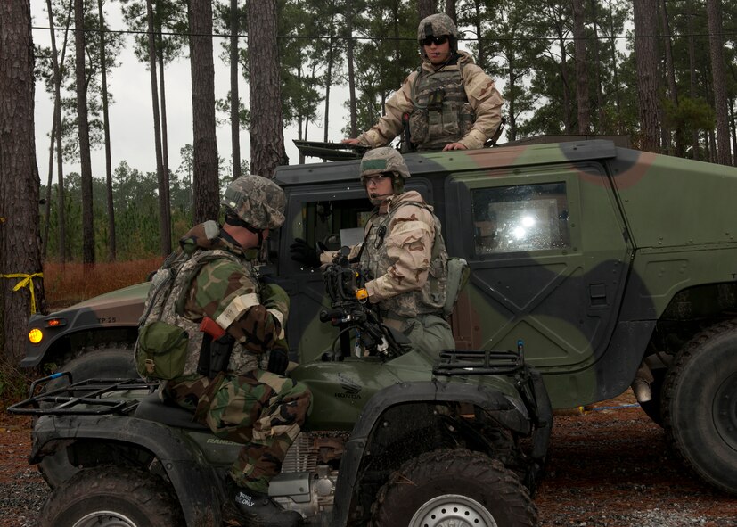 Airmen from various squadrons at Moody Air Force Base, Ga., participate in a phase II operational readiness exercise at the field training exercise site Dec. 7, 2011. The ORE was conducted in preparation for the upcoming operational readiness inspection scheduled for the spring of next year. Three more OREs will be held to ensure Team Moody is prepared to not only pass the inspection, but remains proficient at conducting operations during real-world deployments. (U.S. Air Force photo by Senior Airman Eileen Meier/Released)