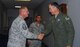 Major Gen. Craig Gourley, Air Force Reserve Command Vice Commander greets Master Sgt. Terrance Thoe, a Reserve Military Training Instructor with the 433rd Training Squadron during a tour of the training squadron. (U.S. Air Force photo/ Senior Airman Viola M. Hernandez)  