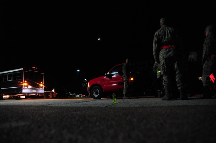Joint Base Charleston Airmen prepare to leave for the Operational Readiness Inspection held at Gulfport, Miss. Nov. 30, 2011. More than 600 Airmen simulated a deployment for the ORI. (U.S. Air Force photo/Staff Sgt. Katie Gieratz)(Released)