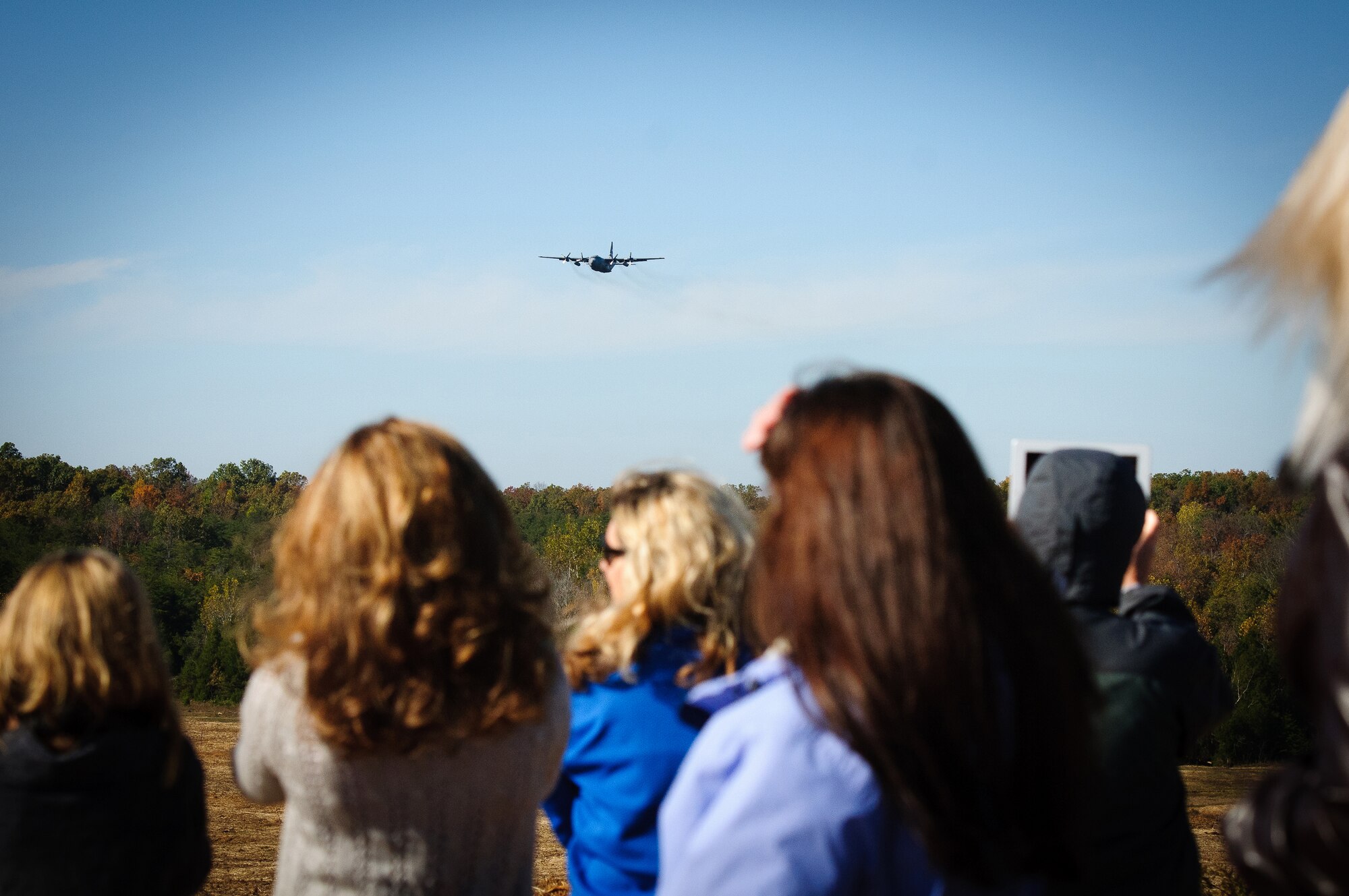 A C-130, piloted by aircrew members of the Kentucky Air National Guard's 165th Airlift Squadron, approaches a drop zone at Fort Knox, Ky., during the unit's first-annual Air Derby competition Oct. 22, 2011. Family members of the Airmen were in attendance to witness the friendly competition. (U.S. Air Force photo by Senior Airman Maxwell Rechel)