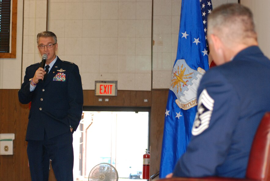 JOINT BASE ANDREWS, Md. -- The 459th Air Refueling Wing held a retirement ceremony for Command Chief Master Sgt. Clifford Van Yahres during the Unit Training Assembly here Dec. 3, 2011. Chief Van Yahres retired from the Air Force Reserve after 33 years of military service. His retirement ceremony was presided over by Col. (Ret.) Giordano McMullen, former commander of the 514th Airlift Mobility Wing, Joint Base McGuire-Dix-Lakehurst, N.J.. Chief Van Yahres served as command chief of the 913th Airlift Wing, Willow Grove Air Reserve Station, Pa., while Colonel McMullen was a commander there. (U.S. Air Force photo/Staff Sgt. Brent Skeen)