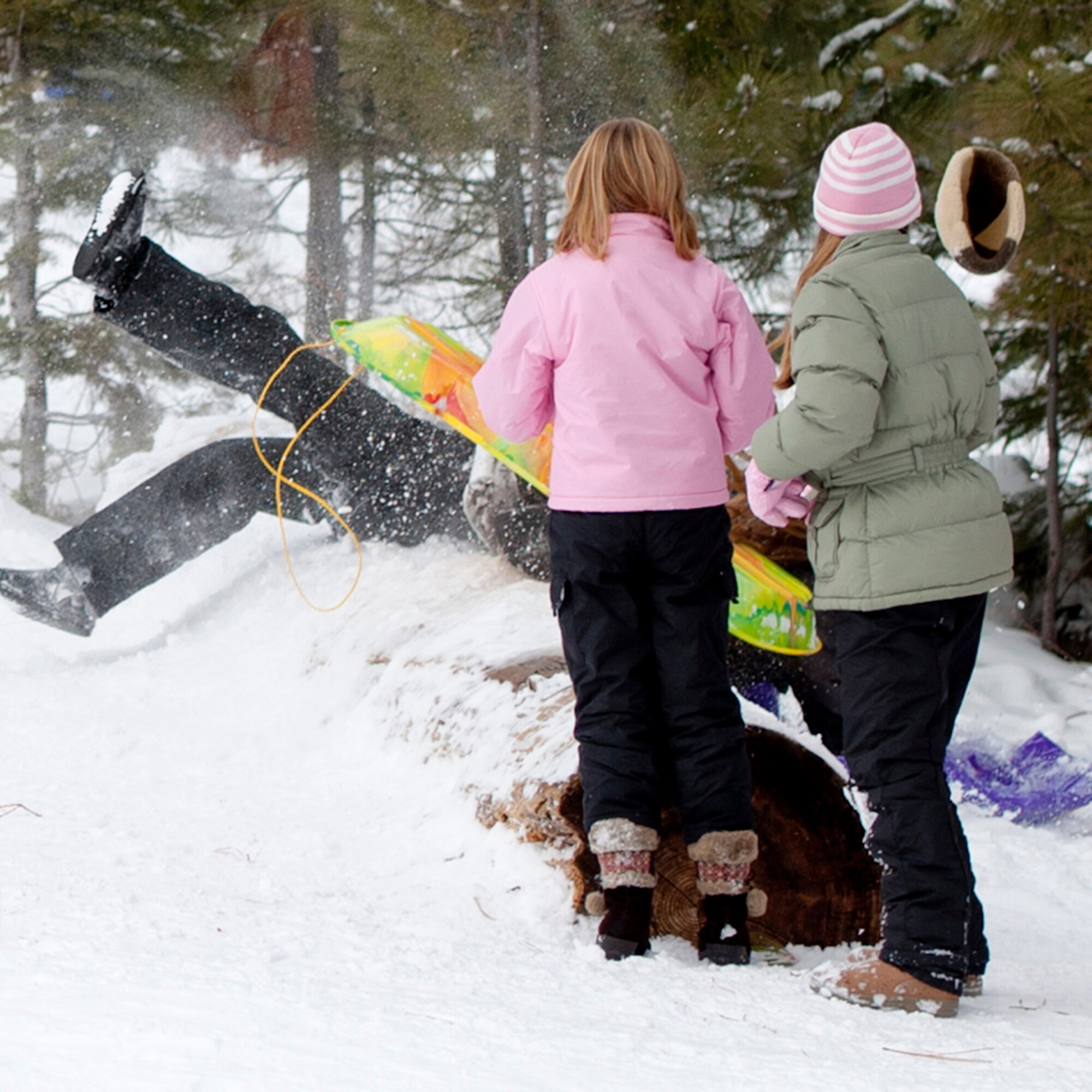 ALTERNATE ENDINGS: Going out of control and hitting objects are the main contributors to sledding injuries. (Photo by Tech. Sgt. Samuel Bendet)