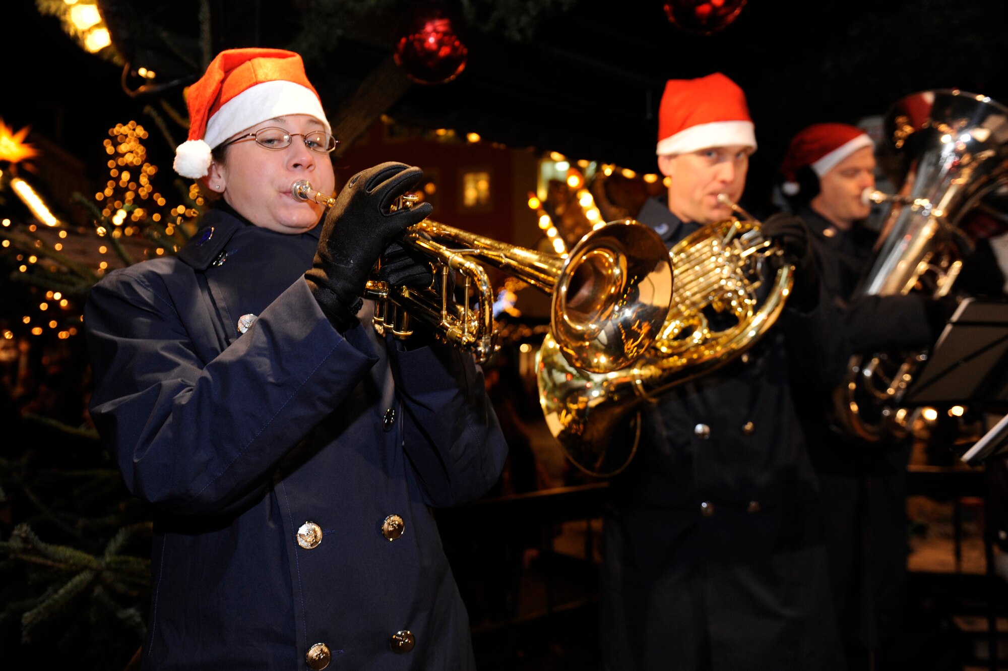 SPANGDAHLEM AIR BASE, Germany -- The U.S. Air Forces in Europe Five Star Brass Band will perform a free concert in the Trier Weihnachtsmarkt from 6 - 7 p.m. Dec. 13. Visitors are welcome to listen to renditions of popular holiday tunes. The concert is an annual celebration with base members and Germans who attend the market. (U.S. Air Force photo/Master Sgt. William Gomez)