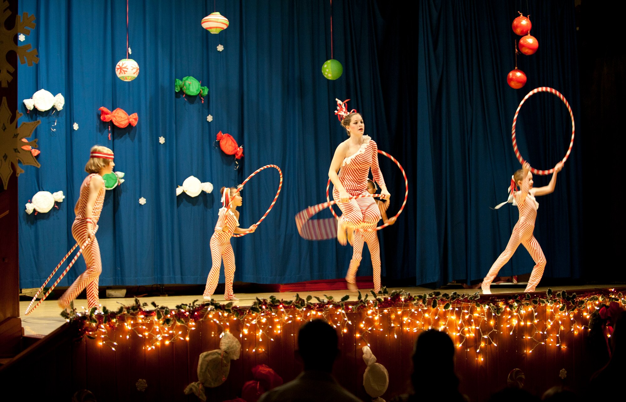 Members of the Youth Dance Program perform during the Nutcracker "Sweet" Dance Show Dec. 10, 2011, in the Incirlik Unit School cafeteria at Incirlik Air Base, Turkey. The performers put on two shows and danced to classical Christmas music along with holiday jazz and hip-hop. (U.S. Air Force photo by Senior Airman Clayton Lenhardt/Released) 
