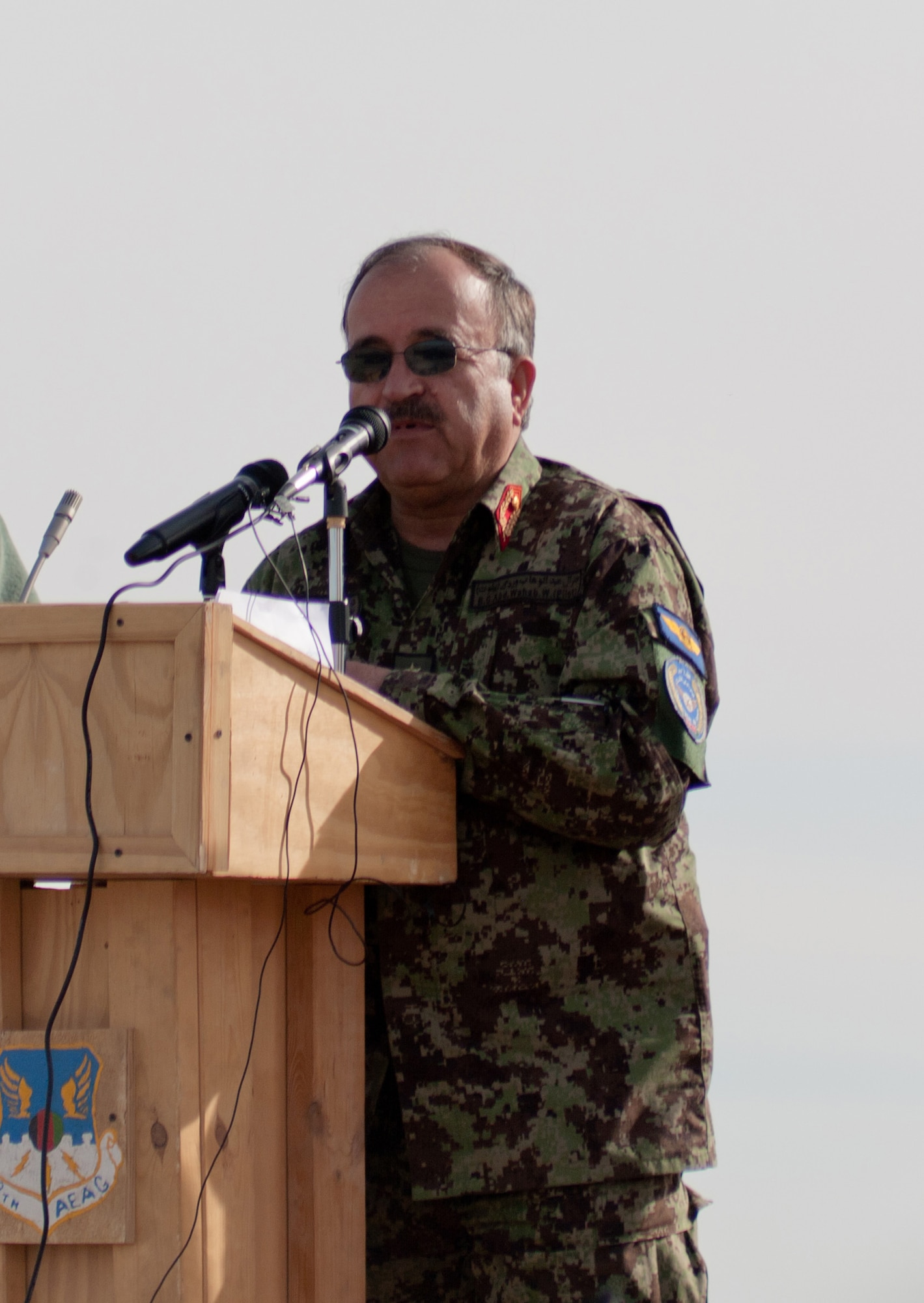 Afghan air force commander Maj. General Abdul Wahab Wardak at Shindand Air Base Dec. 10 during a ceremony that marked the beginning of the first undergraduate pilot training held exclusively inside Afghanistan in more than 30 years. (U.S Air Force photo by/1st Lt.Joel Cooke,)
