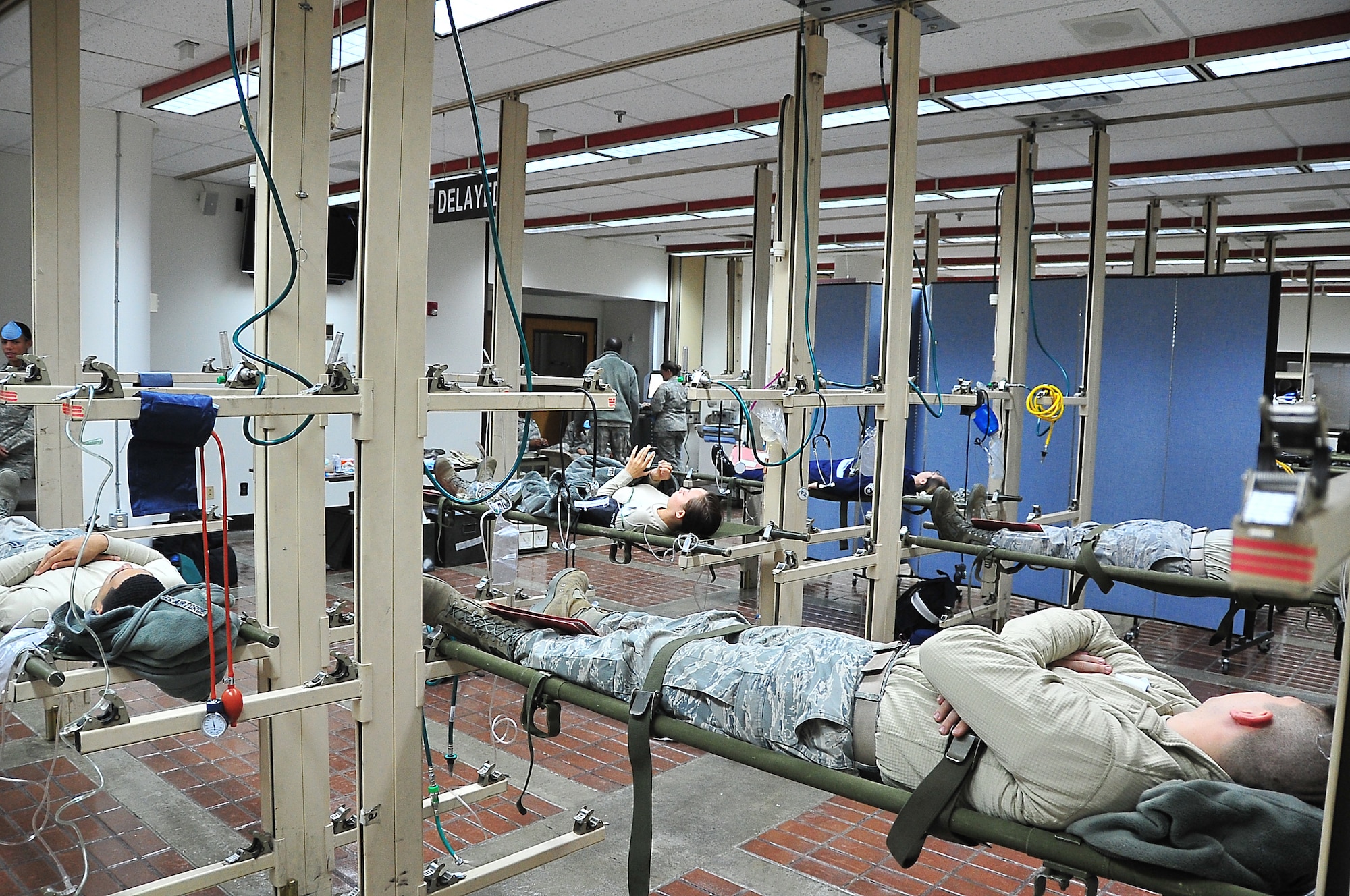 During an Emergency Management Exercise, Osan responders reacted to suspicious bomb making materials with foreign markings, found during a dorm inspection, here, Dec. 12, 2011.  The dorm was evacuated and occupants were sent to the Emergency room for screening.  The exercise gave Osan responders a chance to shine while responding to a very possible scenario.  (U.S. Air Force photo/Staff Sgt. Daylena Gonzalez)