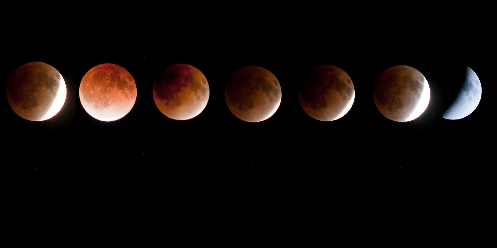 YOKOTA AIR BASE, Japan -- A red shadow crosses the moon during the final lunar eclipse of 2011, as seen from Yokota Air Base, Japan, Dec. 10, 2011. The eclipse lasted 51 minutes and eight seconds. (U.S. Air Force photo illustration/Osakabe Yasuo)