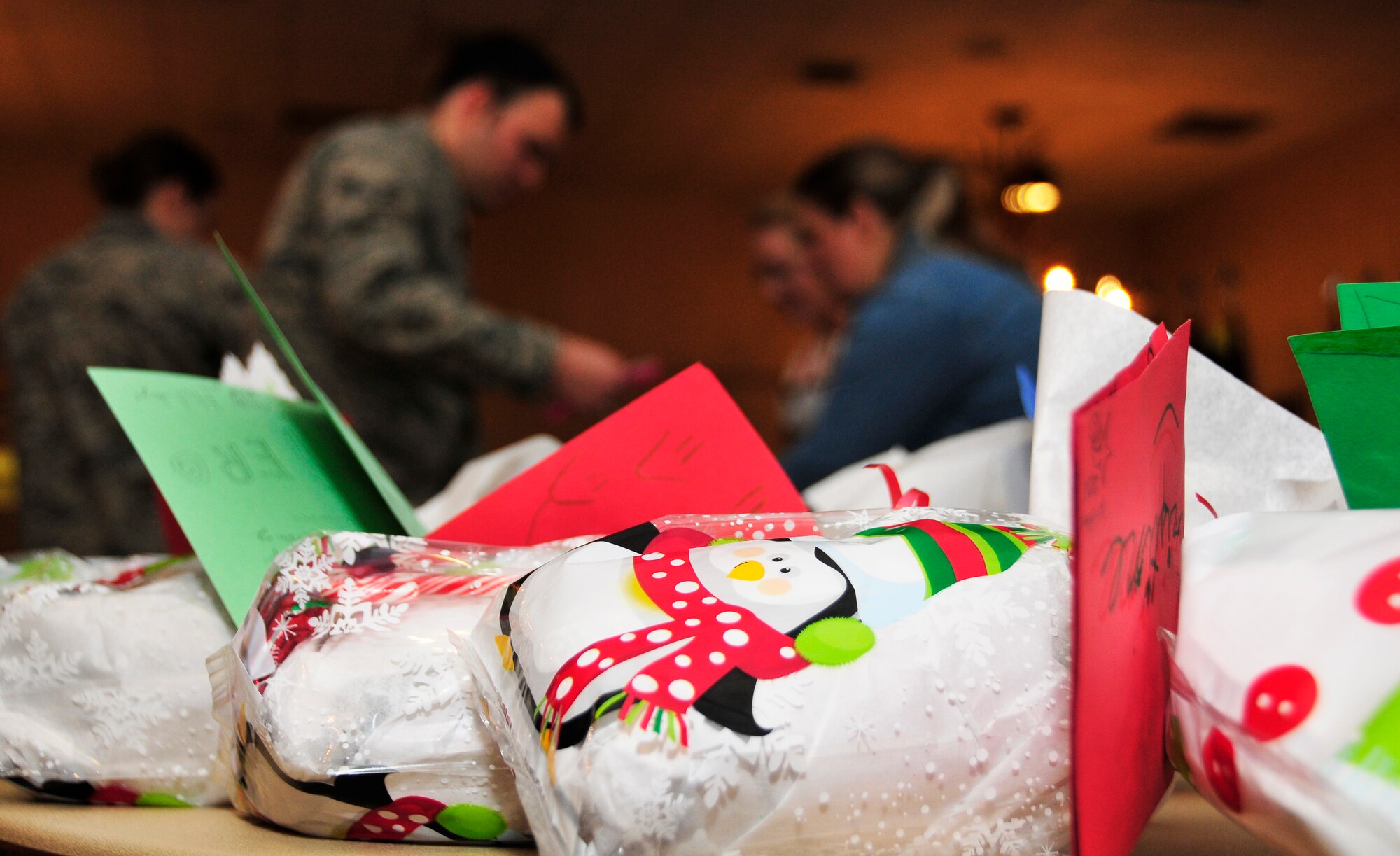 Cards made by Crawford Elementary School students were attached to bags of cookies for Airmen Dec. 8, 2011, Eielson Air Force Base, Alaska. (U.S. Air Force photo/Staff Sgt. Miguel Lara III)