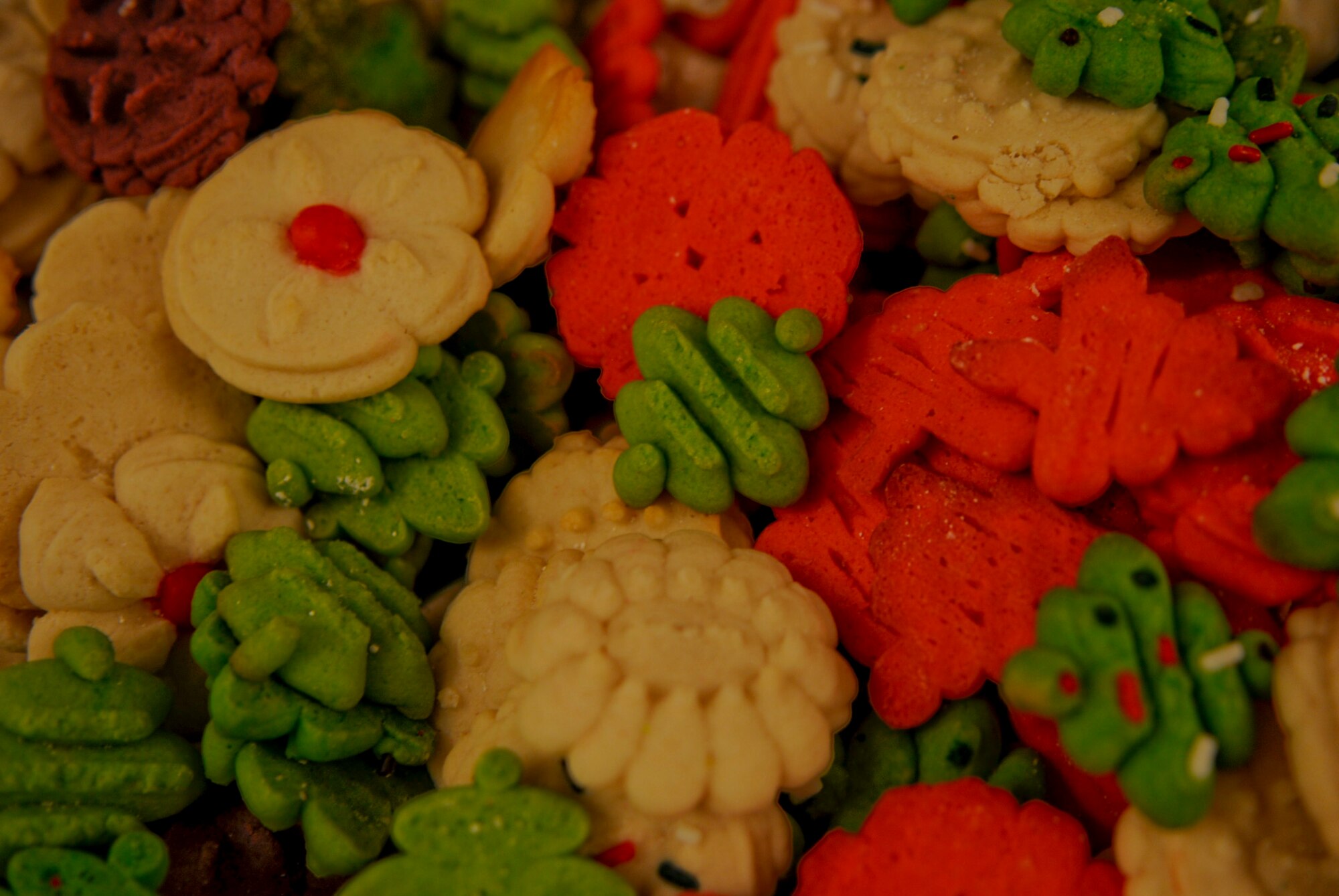 Cookies baked with care and understanding of spending the holidays away from home are donated by members of Team Kadena to show their support to the single Soldiers, Sailors, Marines and Airmen living in the dorms on Kadena Air Base, Japan, Dec. 13, 2011. This year's cookie drive surpassed 2010 by over 30,000 cookies, which was the intended goal at the start of this year's Kadena Cookie Caper. (U.S. Air Force photo by Airman 1st Class Tara A. Williamson/Released)