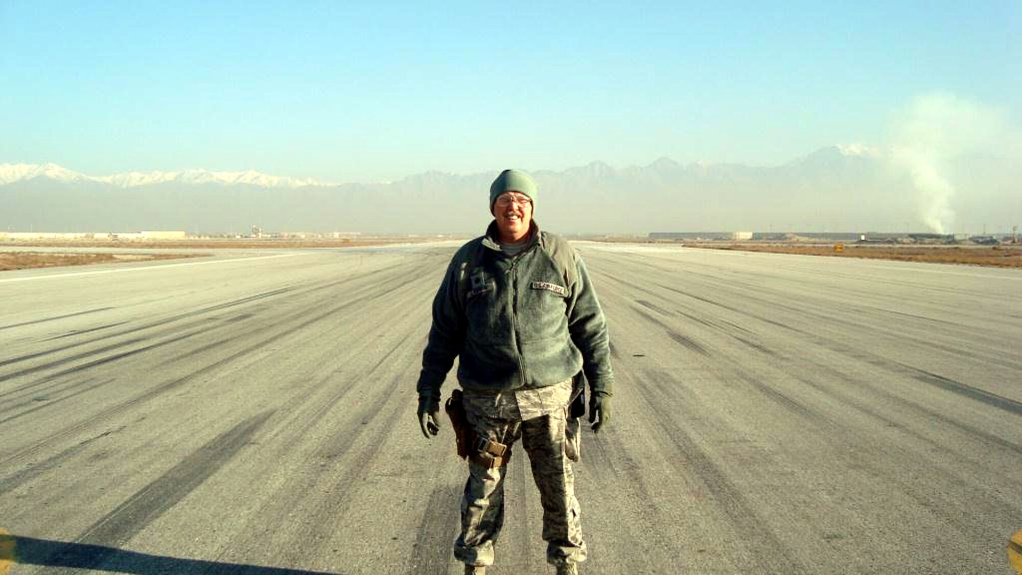 TRAVIS AIR FORCE BASE, Calif.  -- 349th Mission Support Squadron commander, Lt. Col. Neal Landeen visits with the Expeditionary Civil Engineer Squadron folks at Bagram Airfield, Afghanistan. (U.S. Air Force courtesy photos)