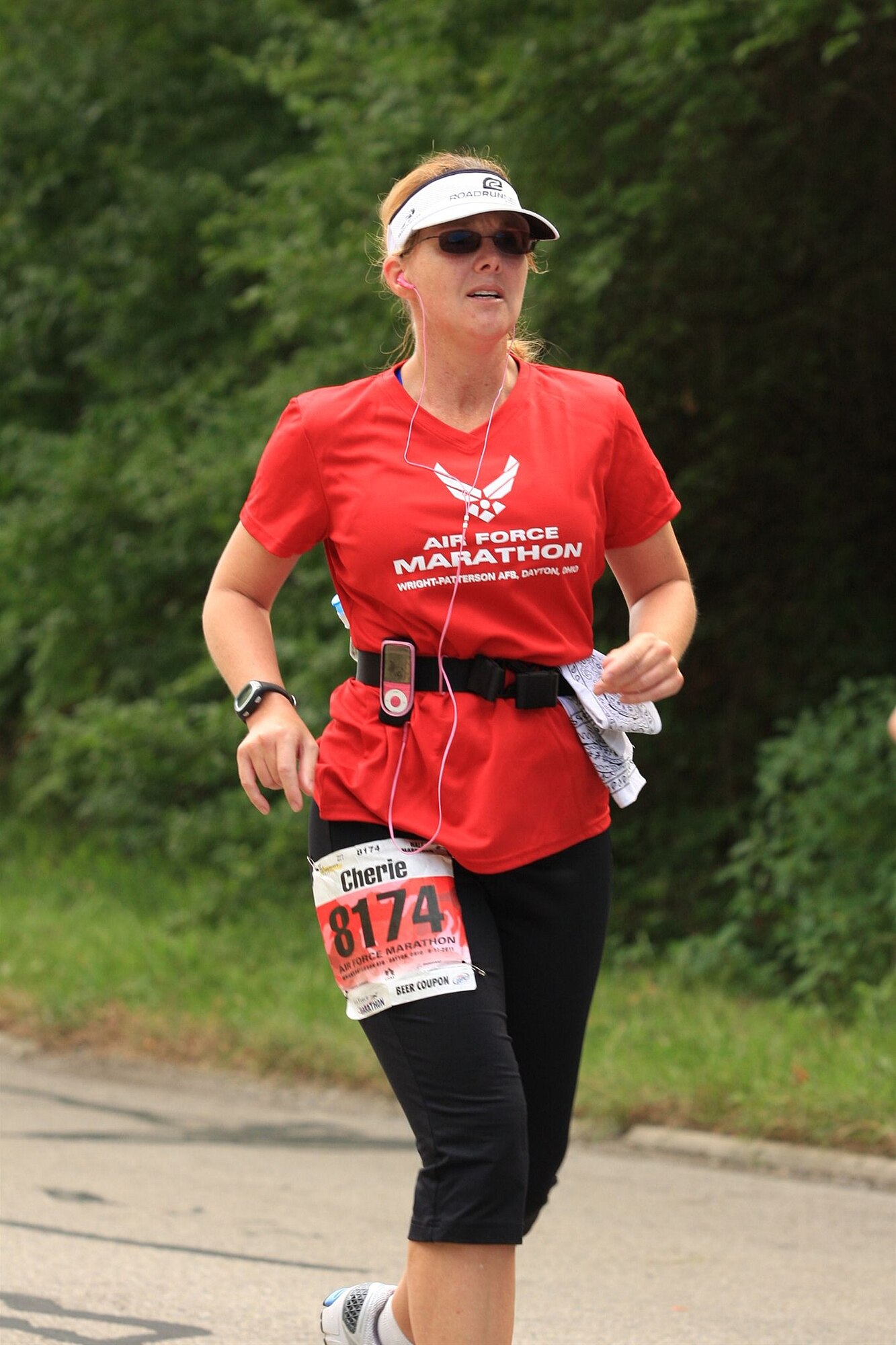 Lt. Col. Cherie Roff, 916th Logistics Readiness Squadron commander, was one of several Airmen from the 916th to run in the Air Force Marathon this year. First Sergeant Gillian Albro made marathons here goal in 2011. Read more here. (USAF courtesy photo)