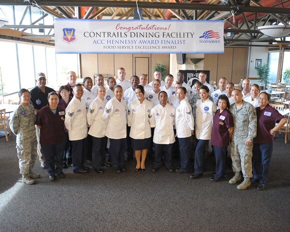 The Contrails Inn Dining Facility staff won the Hennessy Award at the Air Combat Command level for 2011. The Hennessy Award promotes food service excellence in all areas of dining facility operations. (U.S. Air Force photo by John Schwab/Released)   