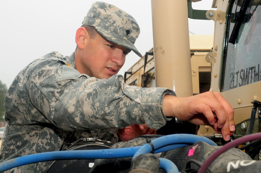 Spc. Francisco Espino, 690th Rapid Port Opening Element transportation manager and coordinator, is Soldier of the Year for Fort Eustis. (U.S. Air Force photo by Staff Sgt. Ashley Hawkins/Released)