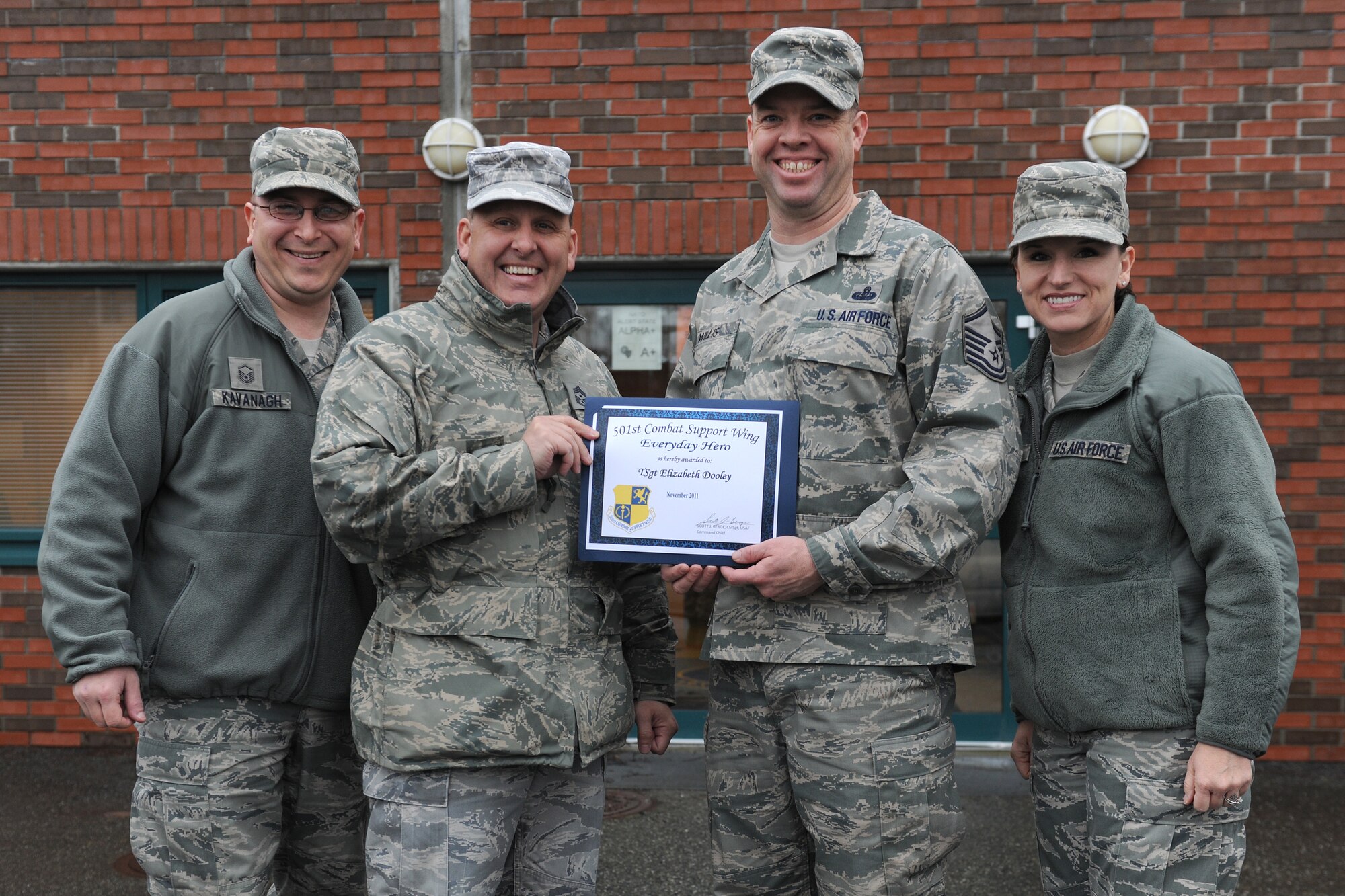 STAVANGER, Norway - Tech. Sgt. Elizabeth Dooley, 426th Air Base Squadron, was named the November 501st Everyday Hero from the 423rd Air Base Group. Dooley was unable to be present for the award. (U.S. Air Force photo by Senior Airman Joel Mease.)