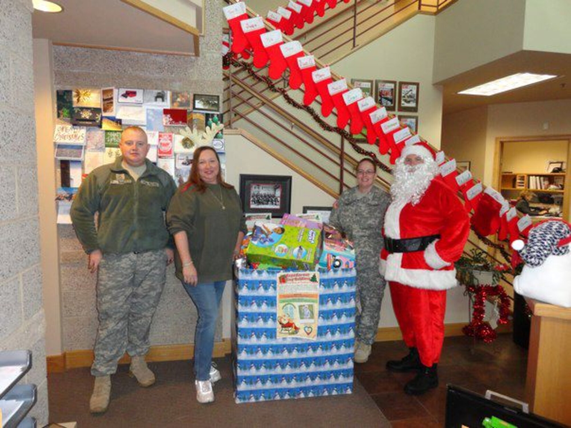 Santa and a few of his elves stand ready to deliver toys to tiny “soldiers” in Grand Junction, Colo. (Photo provided by Danielle Hindson/Used with permission) 