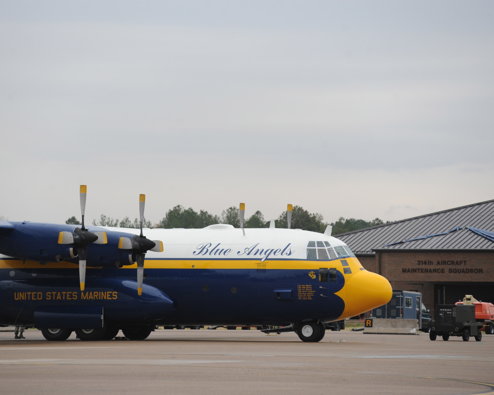 The 314th Aircraft Maintenance Squadron performed routine maintenance on the Blue Angels C-130T Hercules nicknamed “Fat Albert” Dec. 16, 2011, at Little Rock Air Force Base, Ark. The dual rail shop from the 314th AMXS removed the rail system from “Fat Albert” to repair, repaint and polish before the start of the team’s demonstration season.  The Blue Angels will headline the open house and air show at Little Rock AFB scheduled for Sept.  8 and 9. (U.S. Air Force photo by Tech. Sgt. Chad Chisholm)
