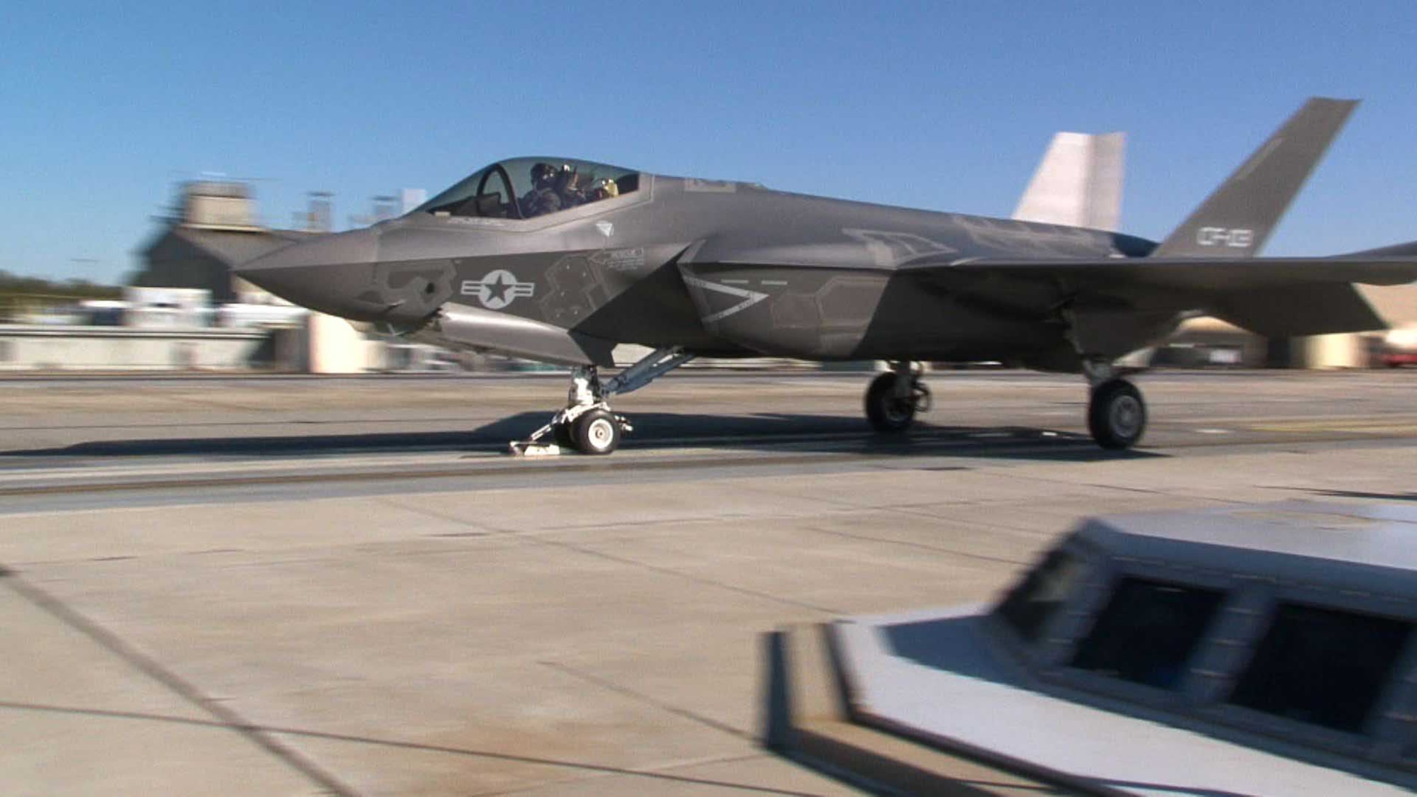An F-35C test aircraft is launched Nov. 18 using its new electromagnetic aircraft launch system here. EMALS is a complete carrier-based launch system designed for the future USS Gerald R. Ford (CVN 78) and all future CVN 78-class aircraft carriers.  EMALS has six subsystems and will expand the operational capability of the Navy’s future carriers by permitting higher sortie rates and reduced costs compared to legacy systems. (U.S. Navy photo by David Sckrabulis/Released)
