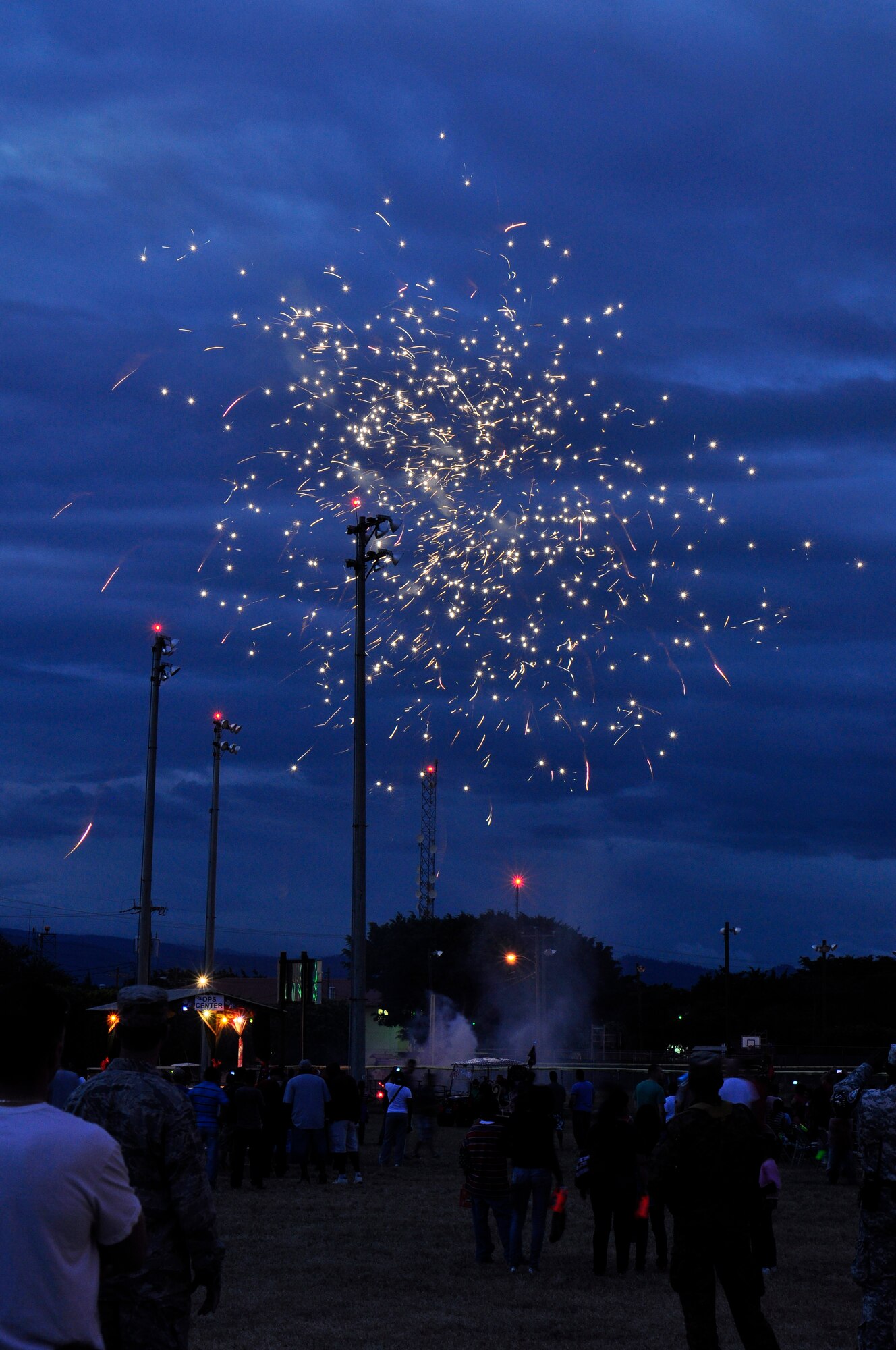 The Holiday Extravaganza fireworks show topped off the fun fill evening of events Dec.15 at Soto Cano AB, Honduras. “It was a lot of hard work, but for me, hearing the Service Members say they enjoyed themselves...it truly made it all worth it.” said 1st Lt. Amber Goodman, Morale, Welfare and Recreation director and Holiday Extravaganza coordinator. (Air Force photo by Staff Sgt. Bryan Franks)