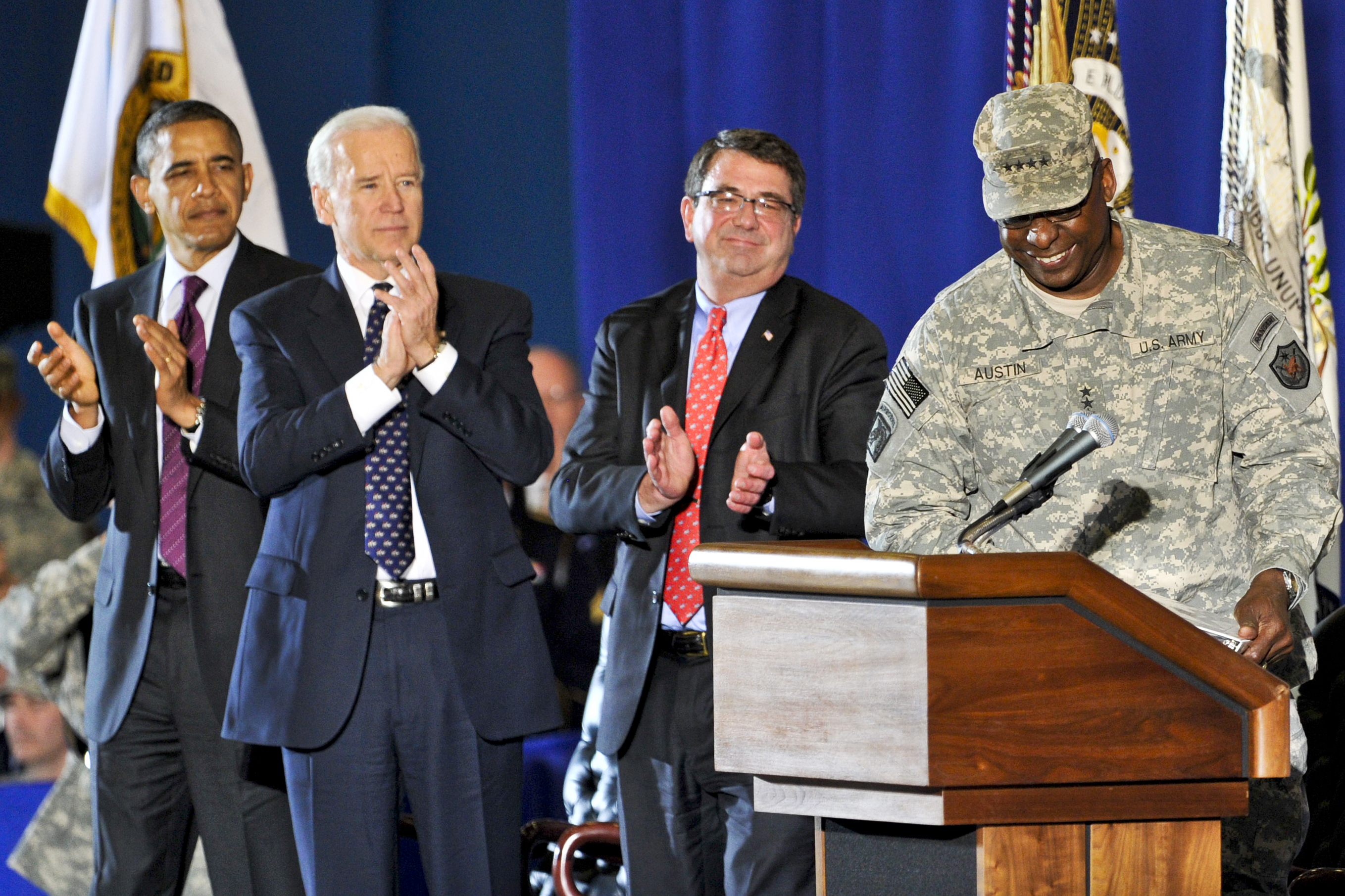 From Left President Barack Obama Vice President Joe Biden And Deputy Defense Secretary Ashton B Carter