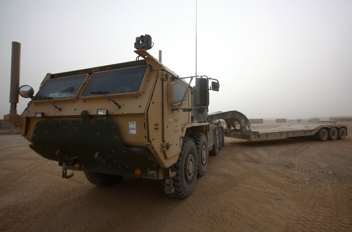 The new Logistics System Vehicle Replacement 16 Tractor is displayed aboard Camp Leatherneck, Dec. 21. Older LVS models and "7-ton" Medium Tactical Vehicle Replacement trucks currently shoulder the brunt of logistics operations in Helmand province, but that may change in the near future. The LSVR 16 combines many of the positive qualities of its predecessors and then enhances them even further, which enables a more efficient means of resupply and retrograde. (U.S. Marine Corps photo by Sgt. Justin J. Shemanski)