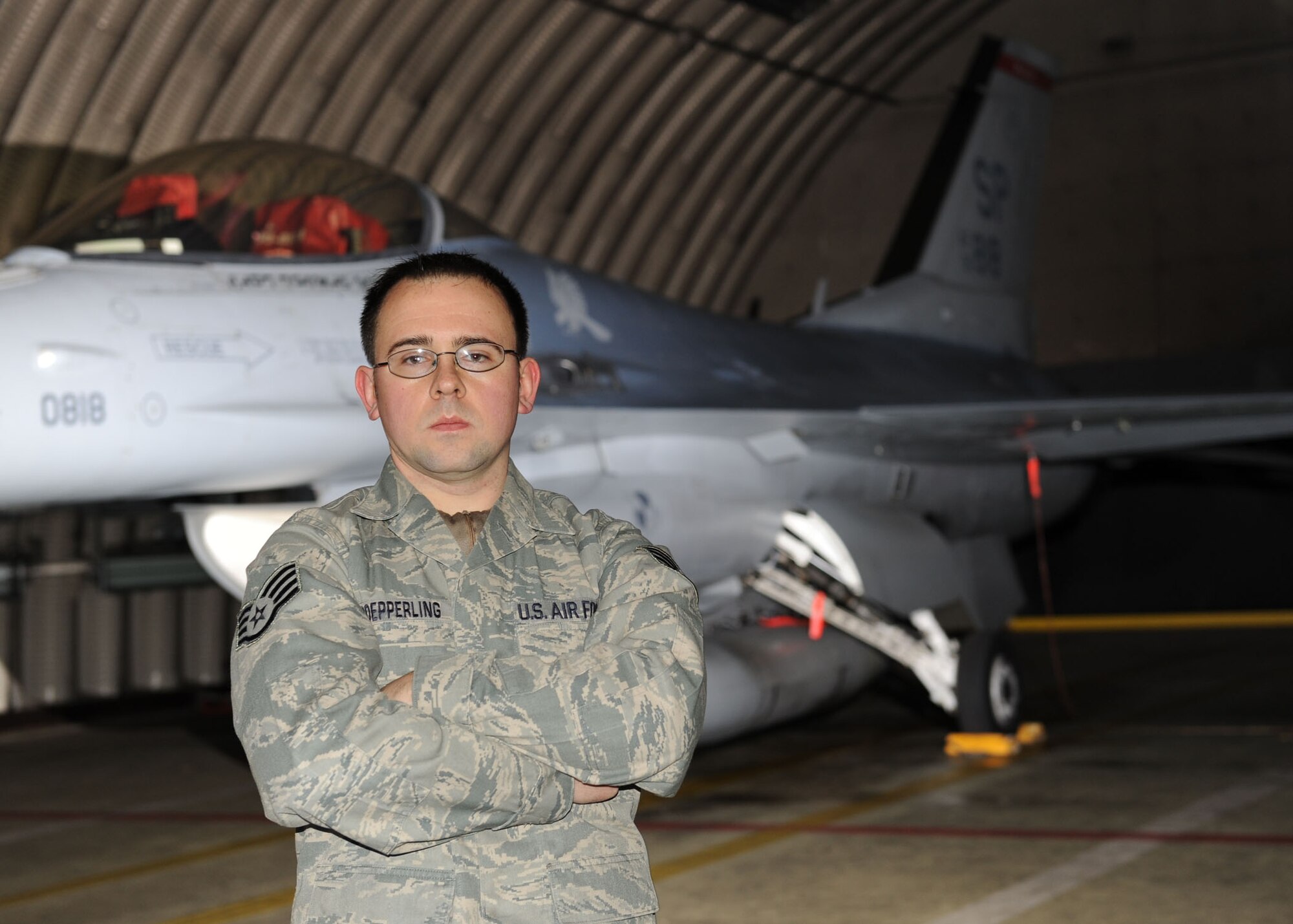 SPANGDAHLEM AIR BASE, Germany – Staff Sgt. Deven T. Poepperling, 52nd Aircraft Maintenance Squadron, is the Super Saber Performer for the week of Dec. 22-28. (U.S. Air Force photo/Senior Airman Christopher Toon)