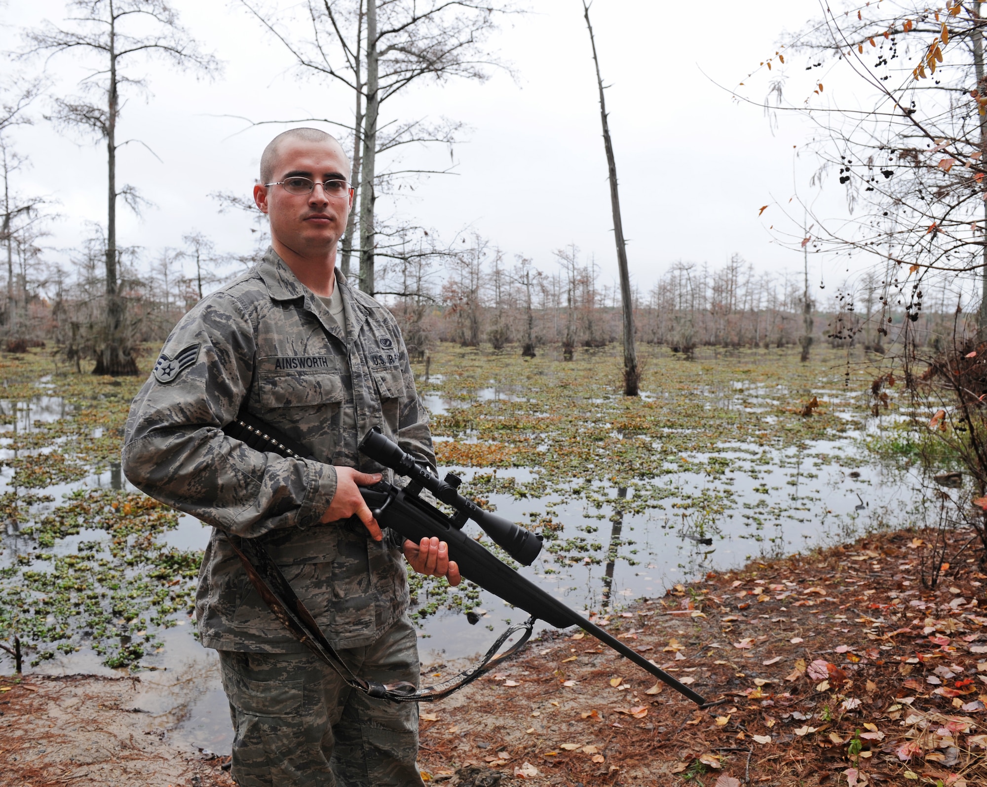"I would like the funds from the Commander in Chief Installation Excellence competition to go toward a rifle and handgun shooting range on-base," said Senior Airman Steven Ainsworth, 2nd Civil Engineer Squadron. "With ranges capable of supporting weapon platforms other than shotguns, Airmen will be able to increase their proficiency and hone their skills." (U.S. Air Force photo/Airman 1st Class Micaiah Anthony)(RELEASED)