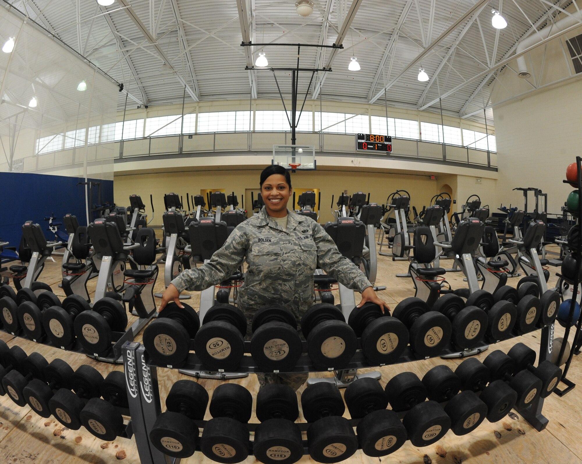 "The gym is in need of more space for equipment and possibly a wider indoor track. I feel the money from the competition would really help solve this issue," said Senior Airman Renata Bolden, 2nd Force Support Squadron. "With a larger facility we will be able to support more Airmen at one time and keep them fit to fight." (U.S. Air Force photo/Airman 1st Class Micaiah Anthony)(RELEASED)