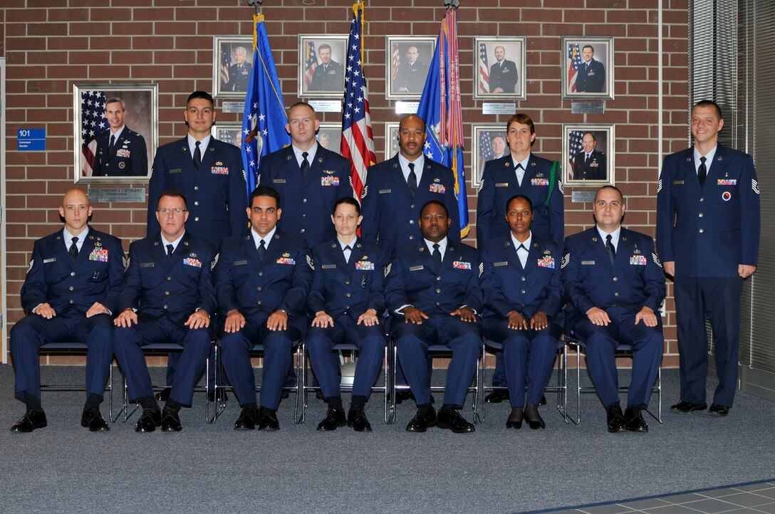 McGHEE TYSON AIR NATIONAL GUARD BASE, Tenn. - NCO Academy Class 11-8, M-Flight, gathers at The I.G. Brown Air National Guard Training and Education Center here, Oct. 17, 2011.  (U.S. Air Force photo by Master Sgt. Kurt Skoglund/Released)