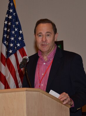 Brig. Gen. Norman Ham, commander of the  440th Airlift Wing, an Air Force Reserve Wing at Pope Field, N.C., speaks to Reservists and family members at Air Force Reserve Command’s Yellow Ribbon Program in Orlando, Fla., Dec. 17, 2011. The general thanked Reservists for their service, acknowledged the sacrifices families make for deployments, and urged them to ask questions and learn about their benefits at the weekend conference specifically for pre-and post-deployment Reservists and their families. (U.S. Air Force photo/Staff Sgt. Anna-Marie Wyant)
