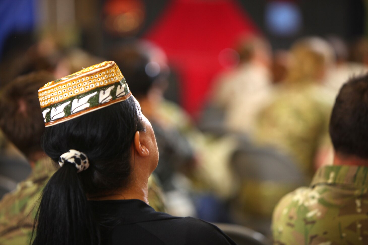 Linguists ‘Essential Part’ of Female Engagement Team Mission A female linguist attached to a Female Engagement Team listens to the question and answer portion of a meeting during FET training at the Afghan Cultural Center on Camp Leatherneck, May 16. The U.S. and U.K. FETs met, along with their linguists, to discuss progress made, share experiences and give advice regarding how to reach out to Afghan women. 
