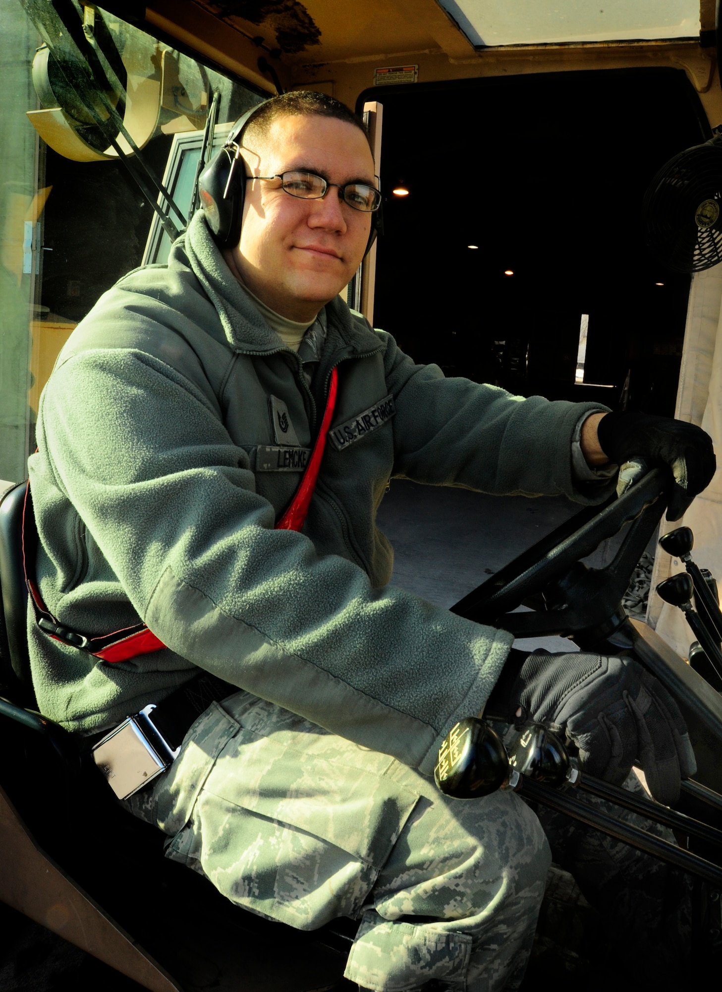Meet the Warrior of the Week -- TSgt. Sgt.Adam Lemcke is a 376th Expeditionary Logistics Readiness Squadron NCO in charge of cargo from Travis Air Force Base, Calif. he is a native of westminster, Colo.(U.S. Air Force Photo/Staff Sgt. Angela Ruiz)