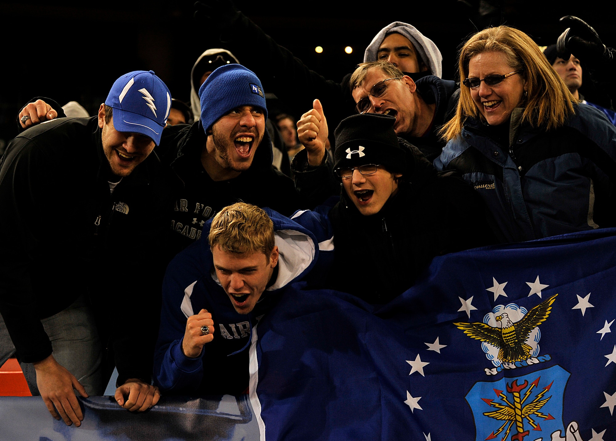U.S. Air Force Academy fans cheer during the football game against Toledo University on December 28, 2011 at RFK stadium for the 2011 Military Bowl. Toledo won the game with a 42-41 victory. (U.S. Air Force Photo by: MSgt Jeremy Lock) (Released)

