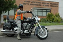 Senior Master Sgt. Robert Cutchin, a Reservist with the 446th Aeromedical Staging Squadron, McChord Field, Wash., is spearheading a 446th Airlift Wing motorcycle group called "Wings on Wheels." The focus of the group is motorcycle safety, with more experienced riders sharing their knowledge with novice rider enthusiasts ... but with a fun twist of camaraderie and esprit de corps. "We will have purpose and we will have fun," said Cutchin. The groups inaugural meeting is Jan. 7, 2012 during the Reserve weekend. (U.S. Air Force photo/Staff Sgt. Grant Saylor) 