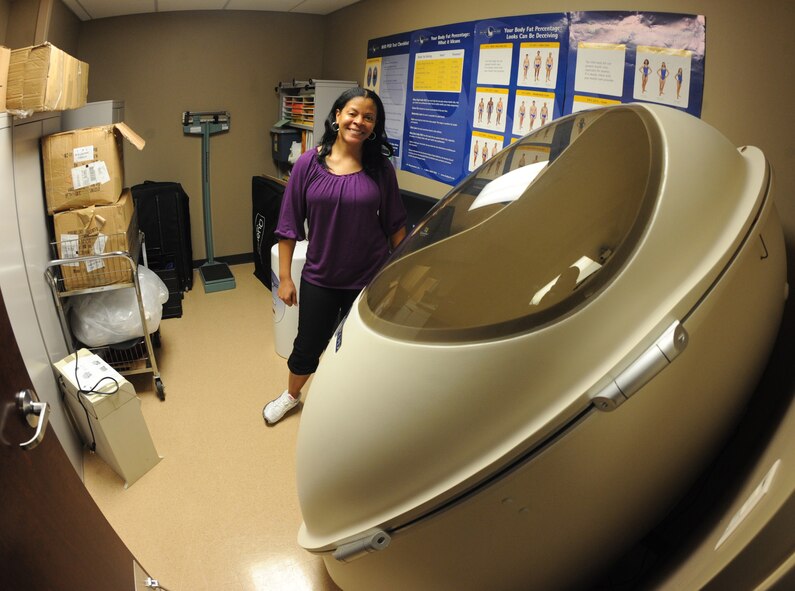 "We need a new location for the Health and Wellness Center," said Patty McGruder, health promotion educator. "Our facilities are too small. We need a kitchen, a classroom or a room large enough to conduct standard operating activities and a room for our Bod-Pod. The Bod-Pod is in a storage closet making it very inconvenient for our patrons to change their clothing. It would really help if we could use the funds to make space at the fitness center for us." (U.S. Air Force photo/Airman 1st Class Micaiah Anthony)(RELEASED) 