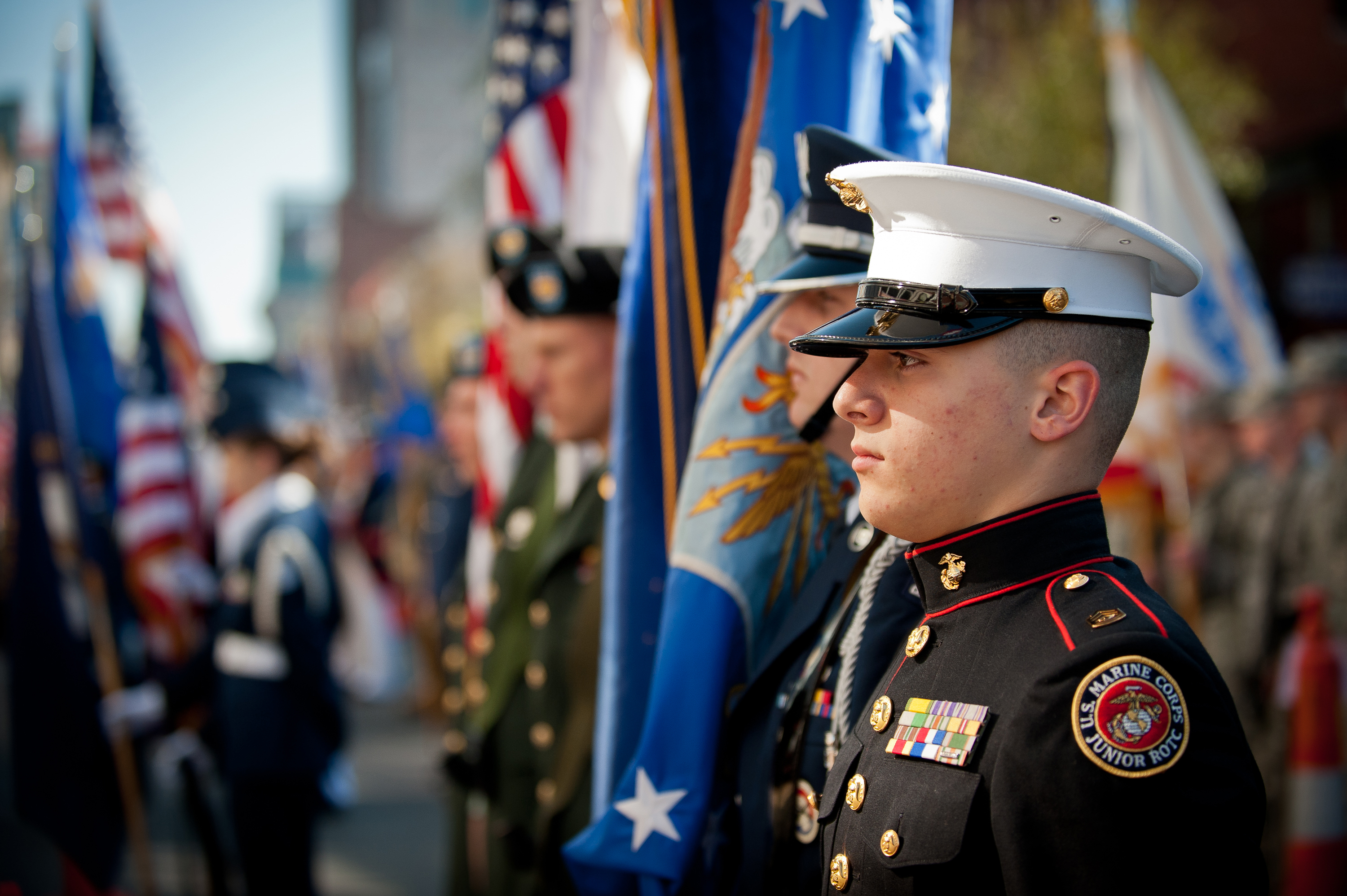 Louisville parade and Massing of the Colors honor veterans