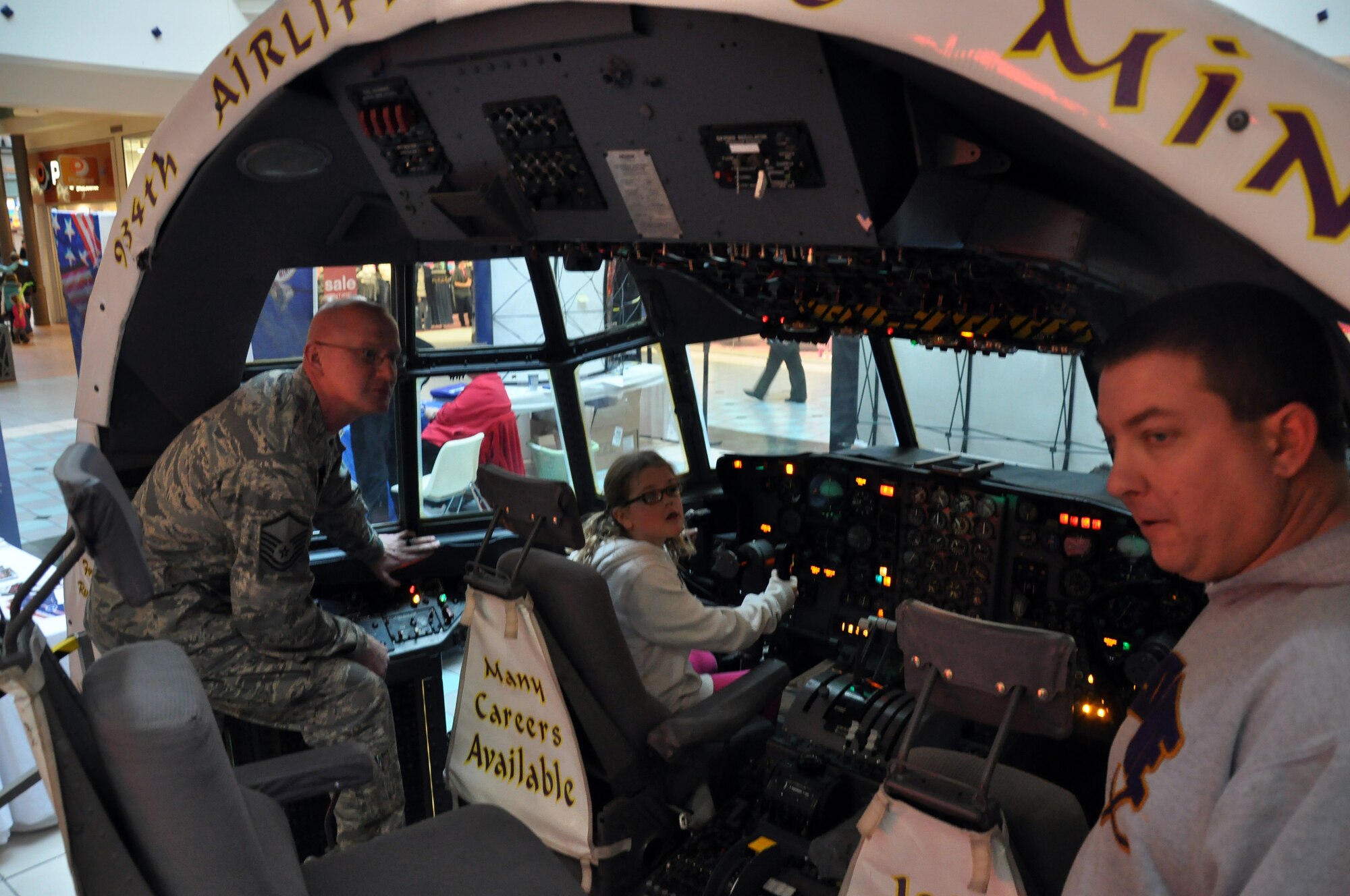 A C-130 cockpit on display at the Mall of America.(Air Force Photo/Tech. Sgt. Bob Sommer)