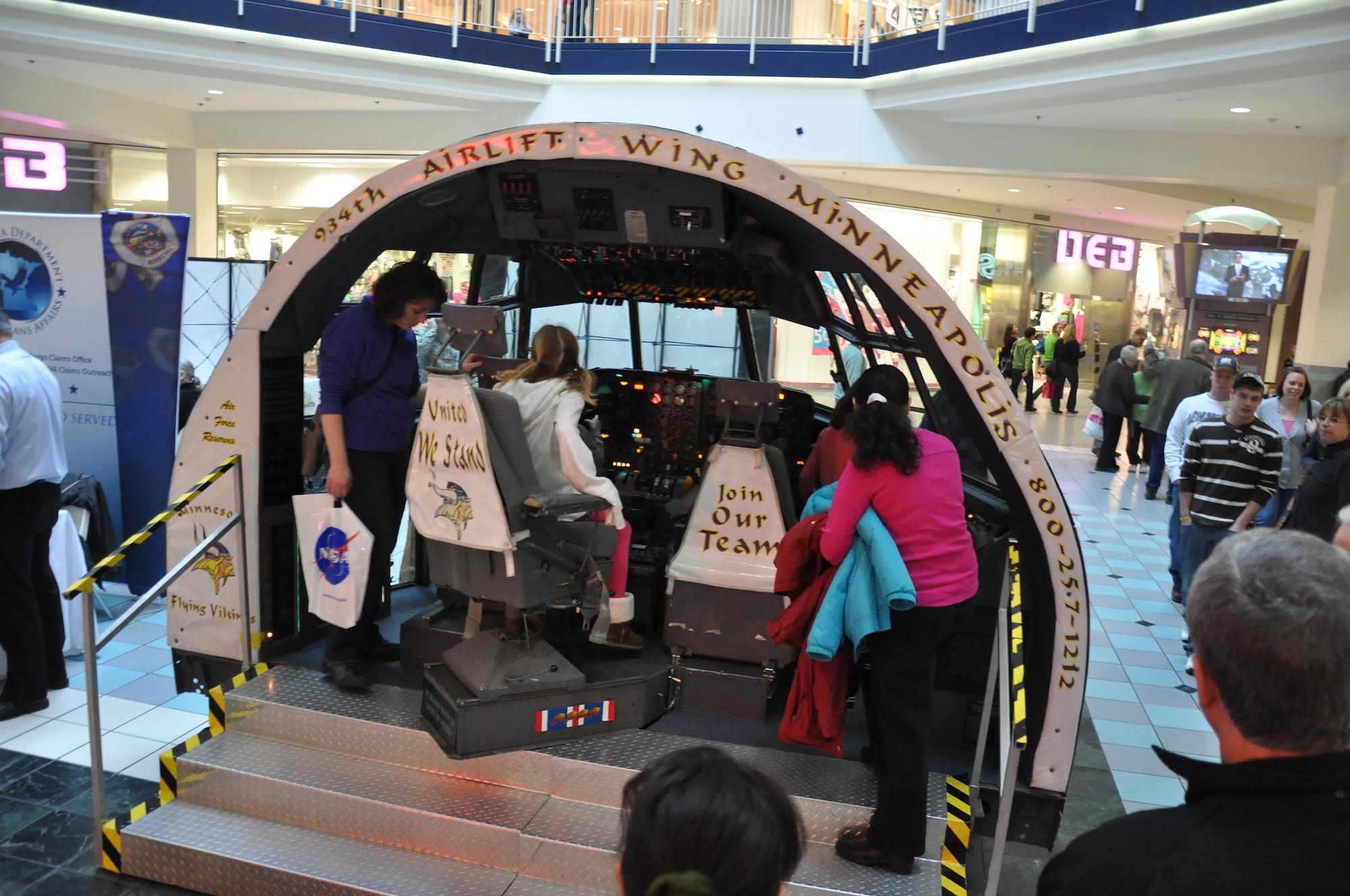A C-130 cockpit on display at the Mall of America.(Air Force Photo/Tech. Sgt. Bob Sommer)