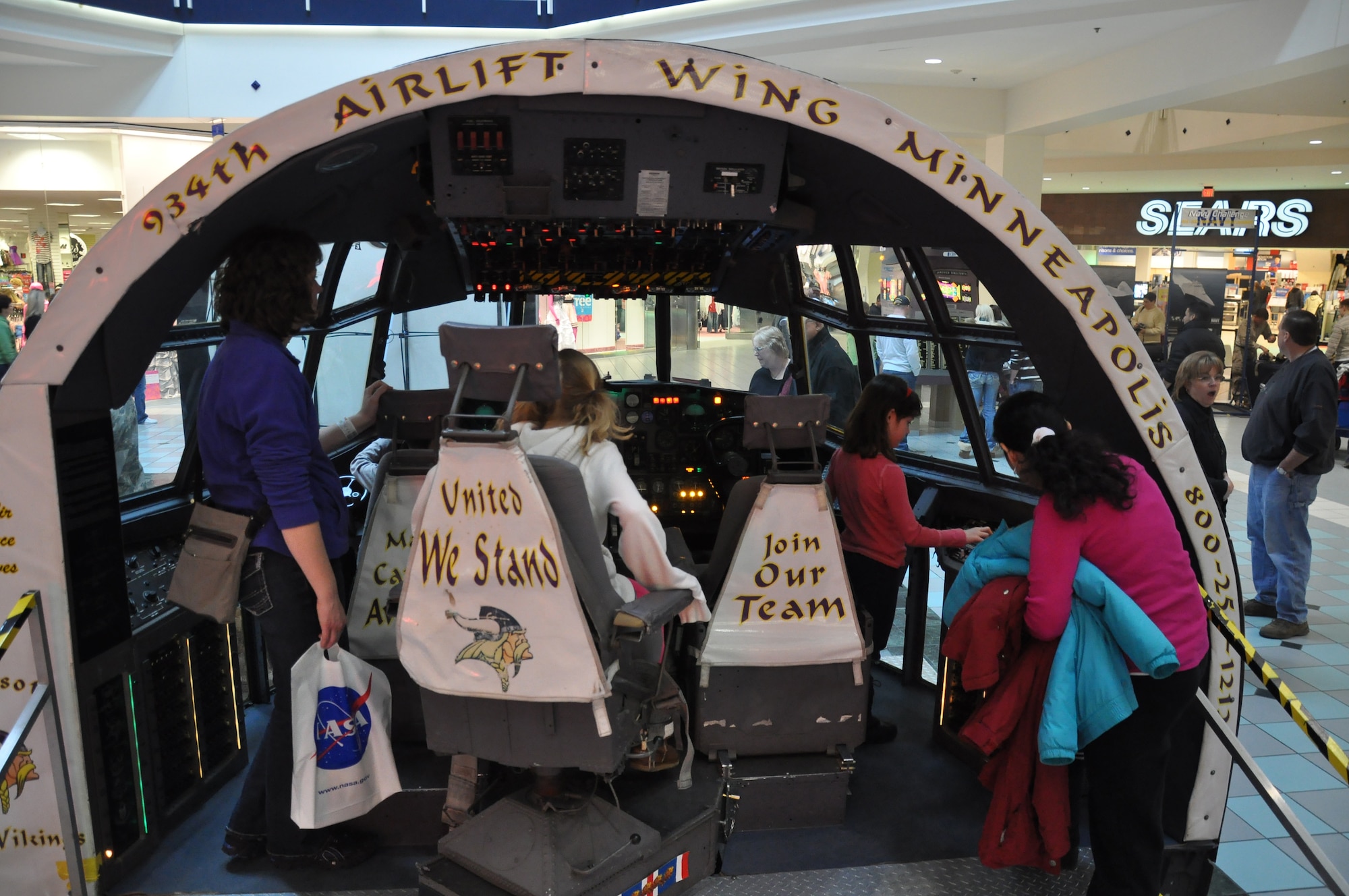 A C-130 cockpit on display at the Mall of America.(Air Force Photo/Tech. Sgt. Bob Sommer)